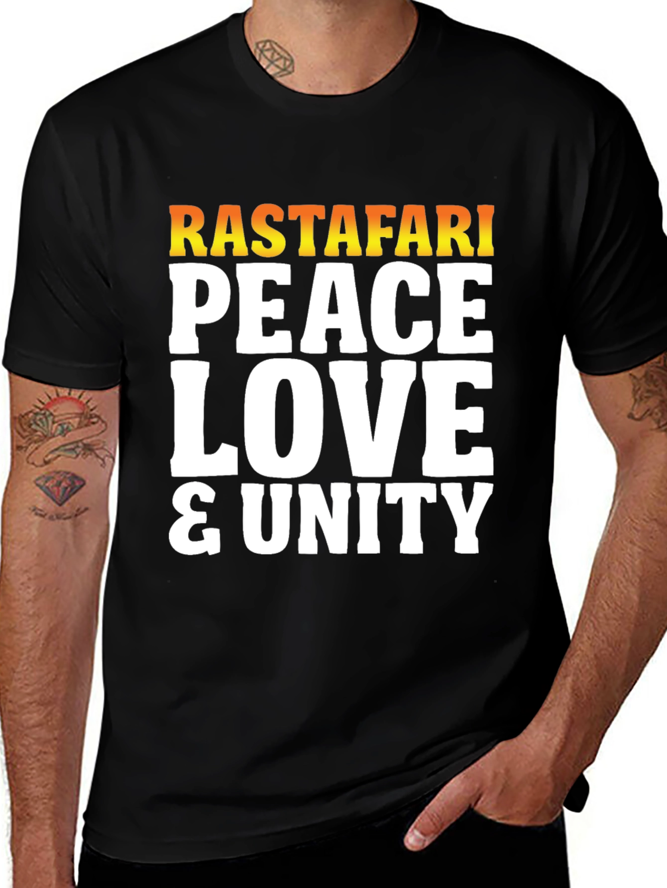 Rastafari Peace Love & Unity Graphic T-Shirt