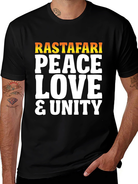 Rastafari Peace Love & Unity Graphic T-Shirt