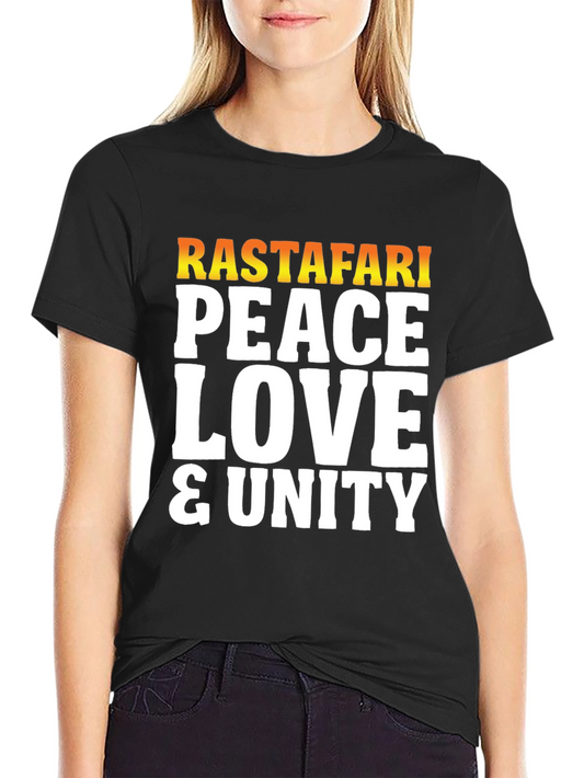 Rastafari Peace Love & Unity Graphic T-Shirt