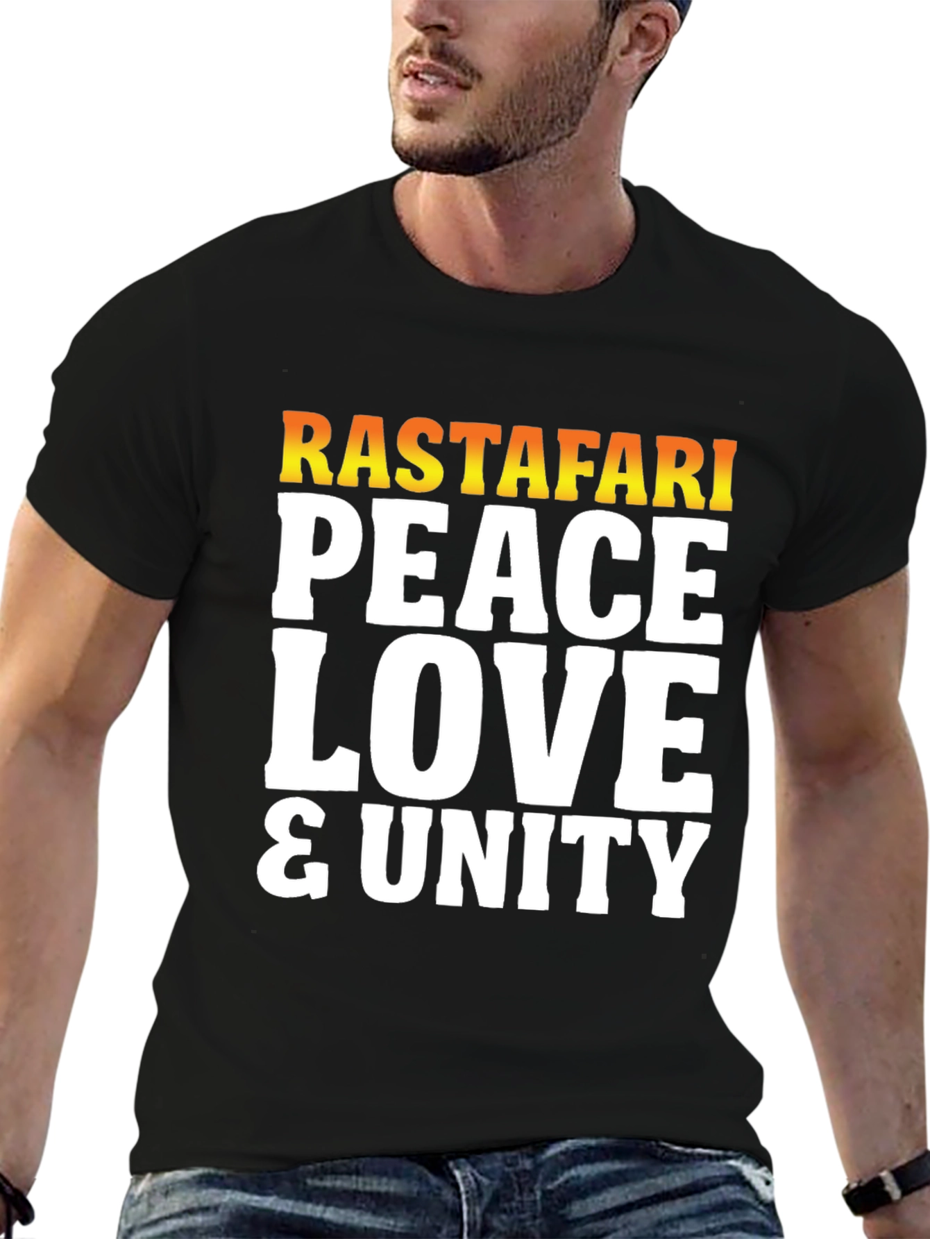 Rastafari Peace Love & Unity Graphic T-Shirt