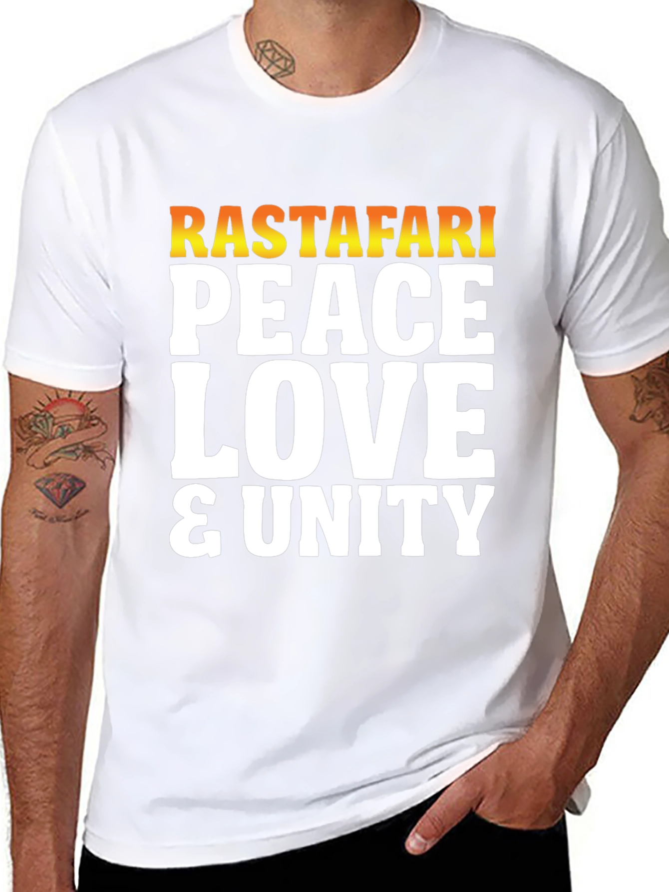 Rastafari Peace Love & Unity Graphic T-Shirt