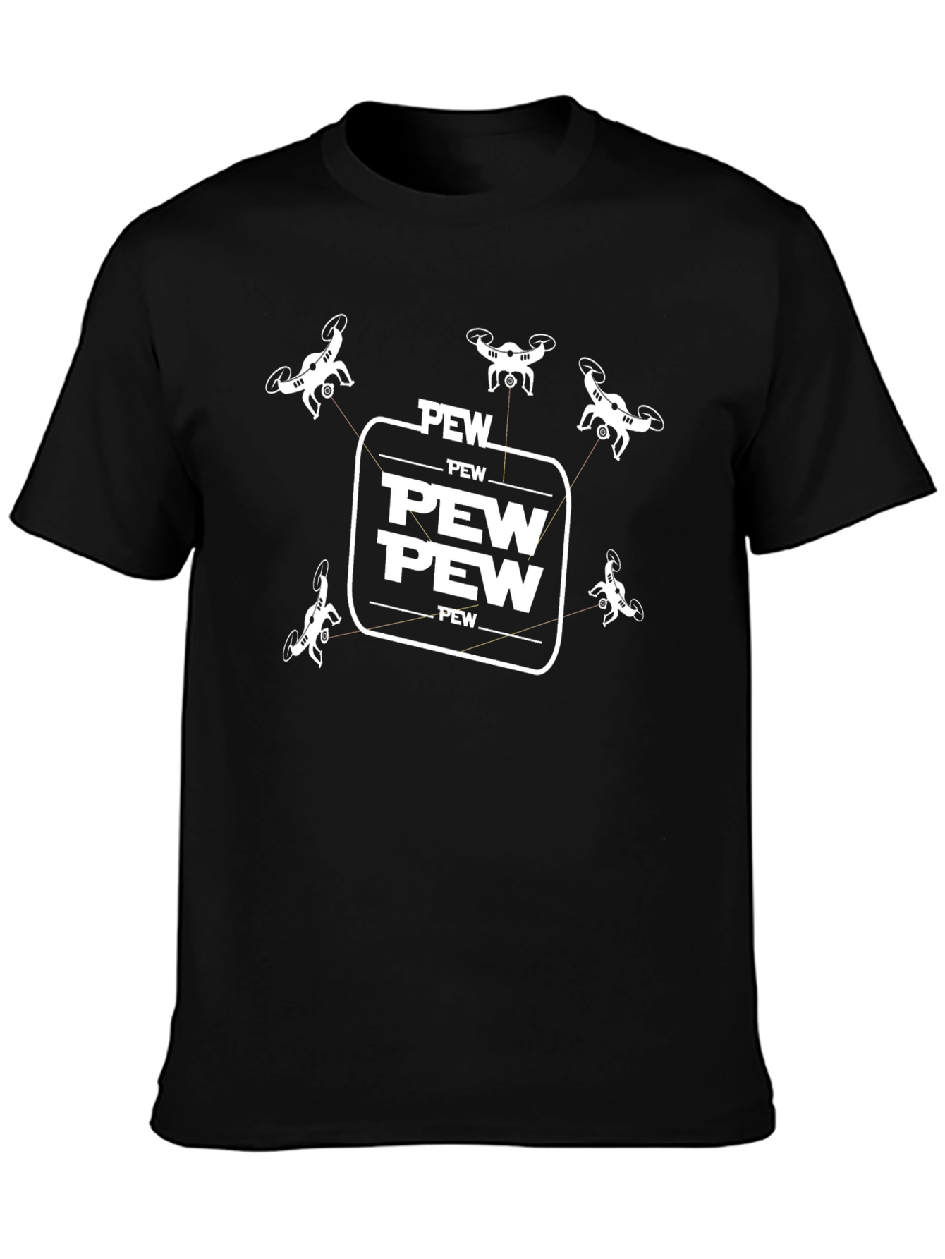 Drone Pew Pew T-Shirt - Black Graphic Tee