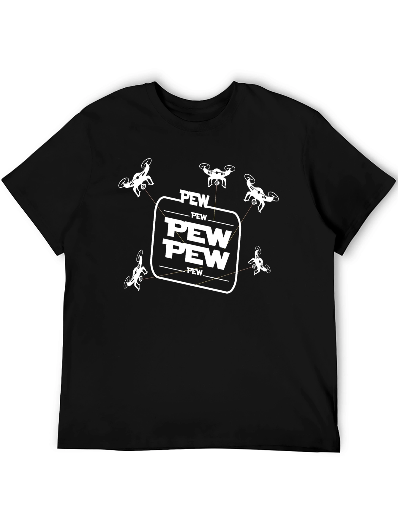 Drone Pew Pew T-Shirt - Black Graphic Tee