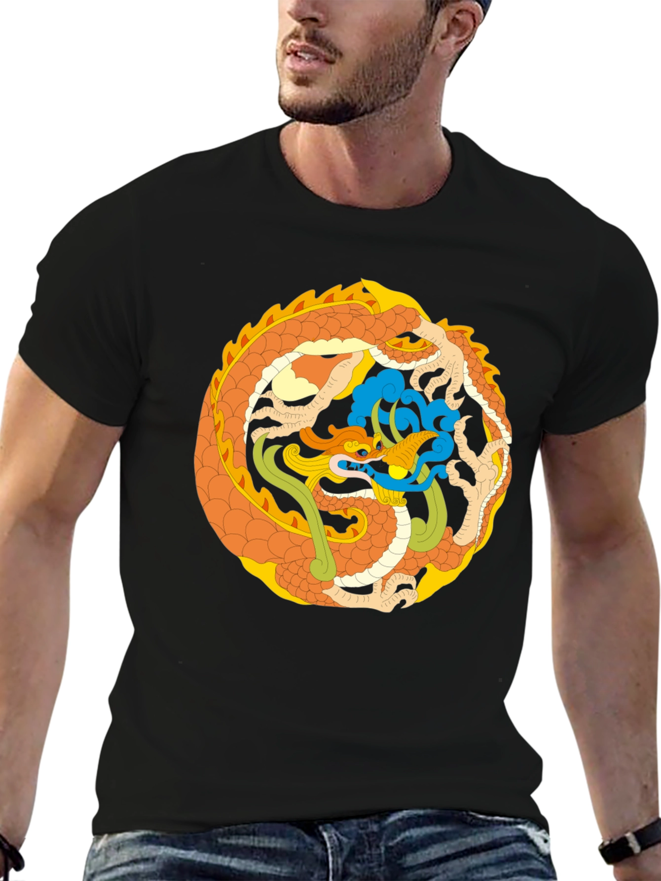 Dragon Circle Graphic Tee - Stylish & Unique Design