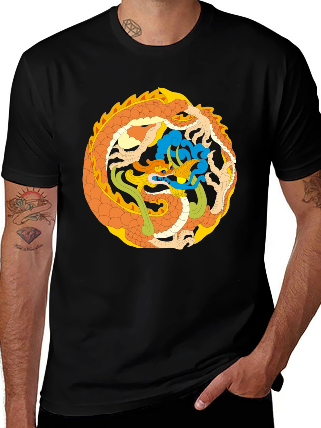 Dragon Circle Graphic Tee - Stylish & Unique Design