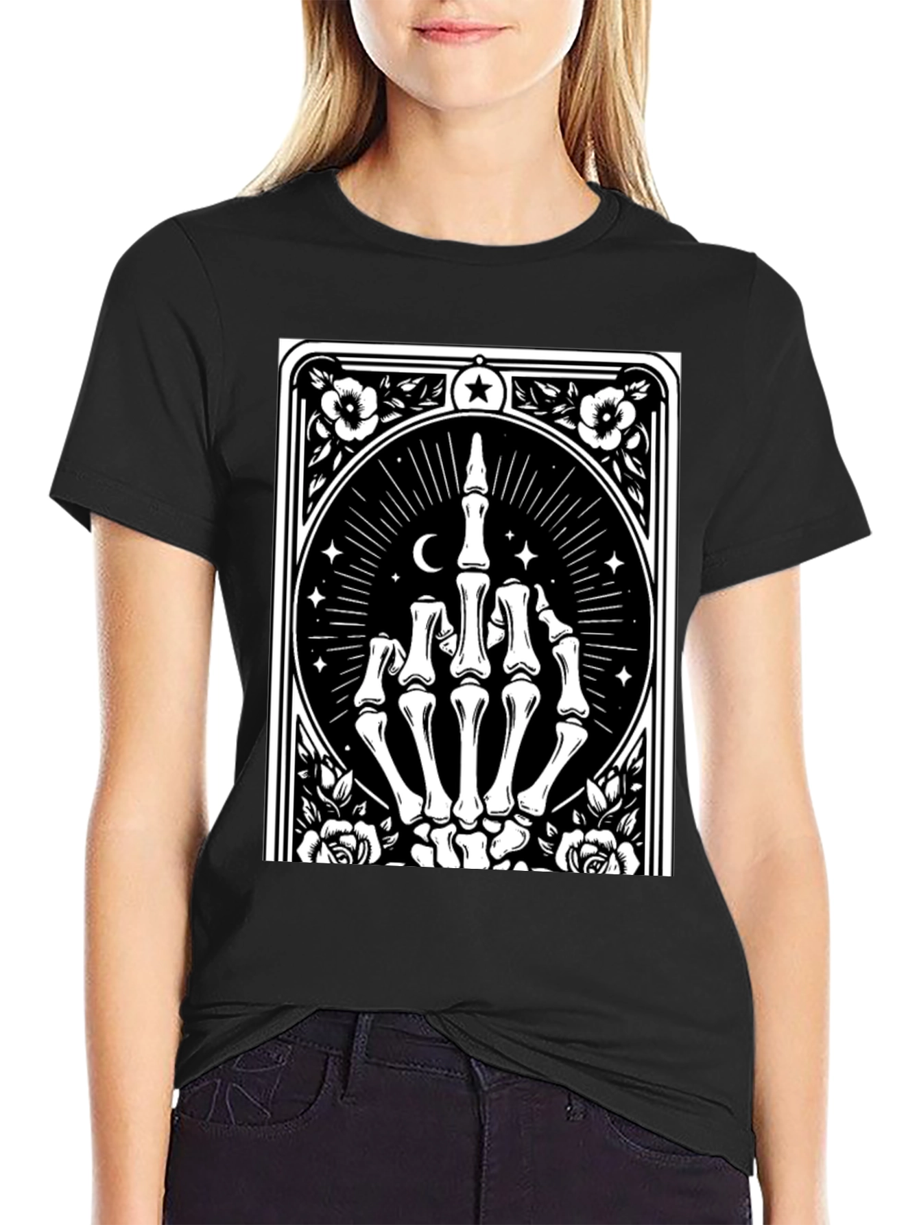 Skeleton Hand Graphic Black T-Shirt