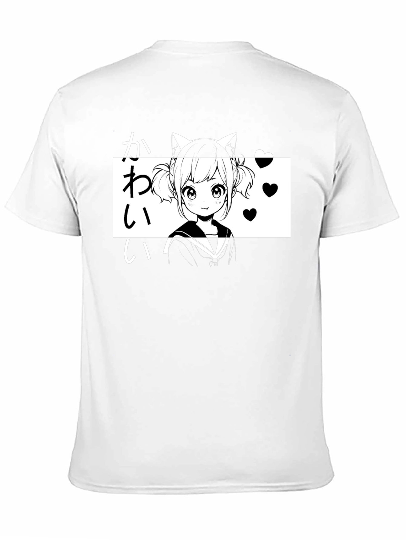 Kawaii Anime Girl T-Shirt Black Graphic Tee
