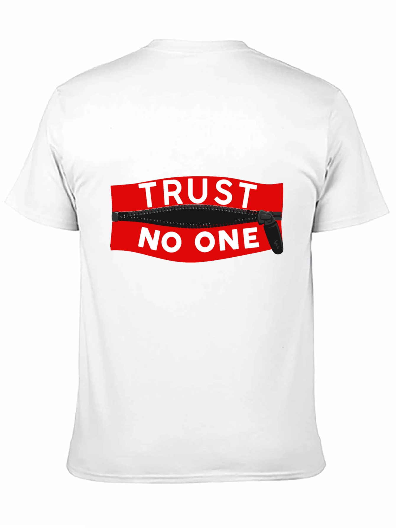 Trust No One Zipper Graphic Black T-Shirt