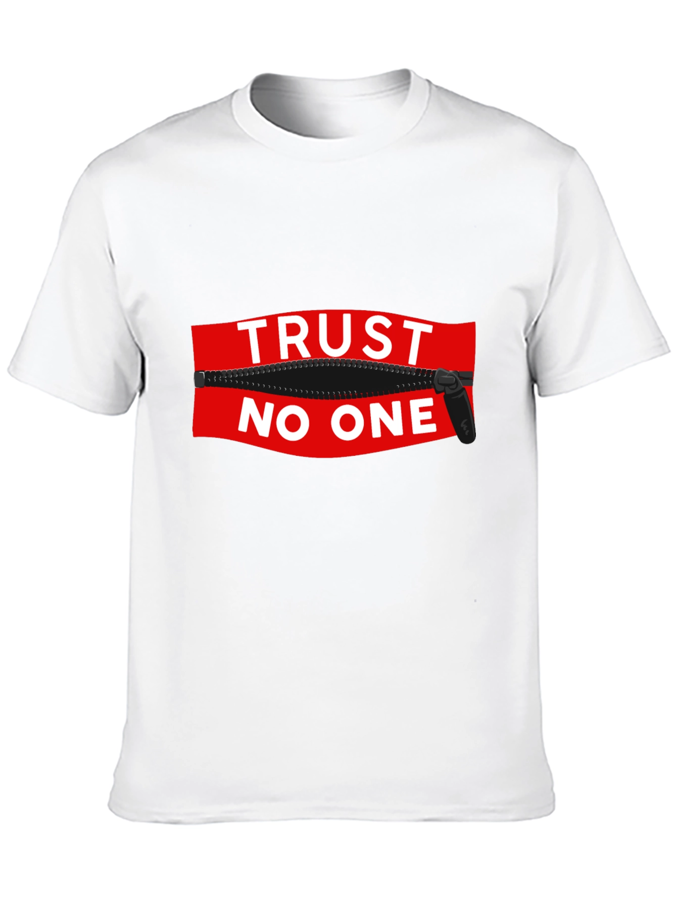 Trust No One Zipper Graphic Black T-Shirt