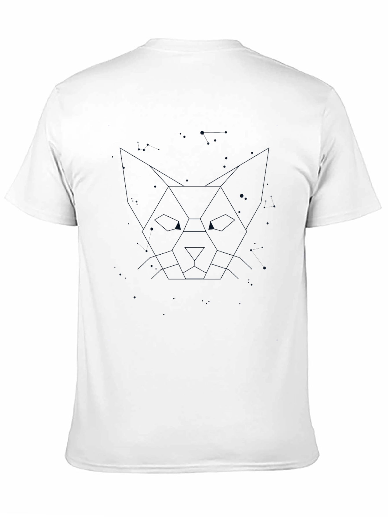 Geometric Cat Graphic Print Black T-Shirt