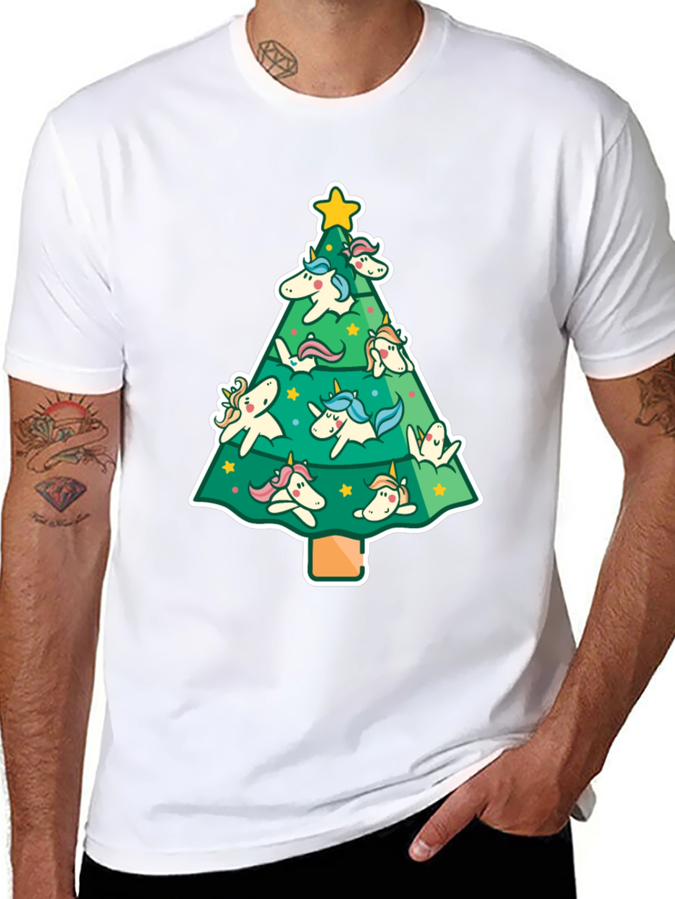 Unicorn Christmas Tree Graphic Tee