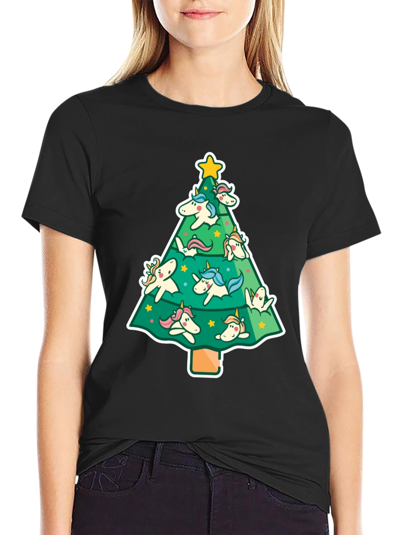Unicorn Christmas Tree Graphic Tee