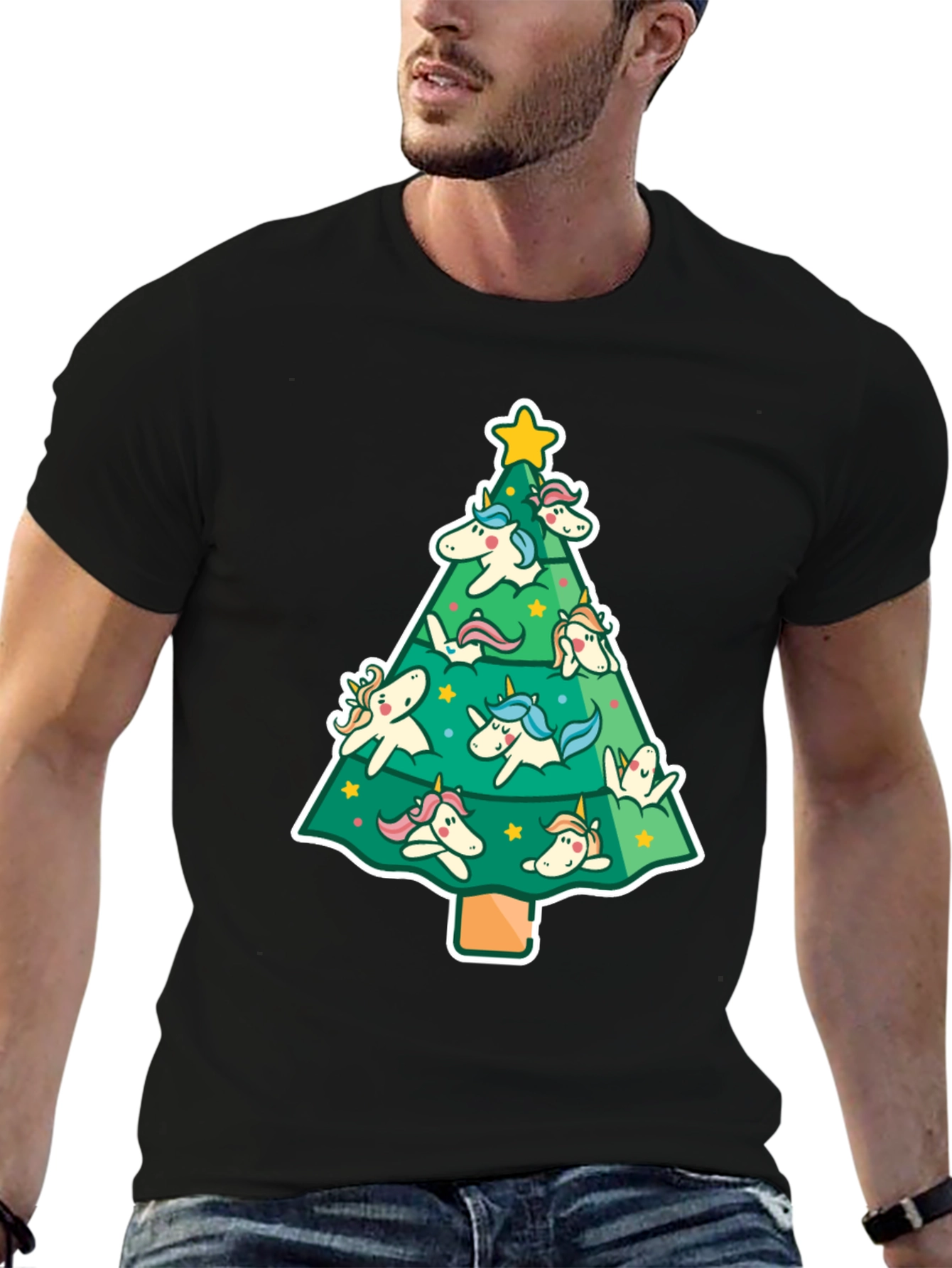 Unicorn Christmas Tree Graphic Tee
