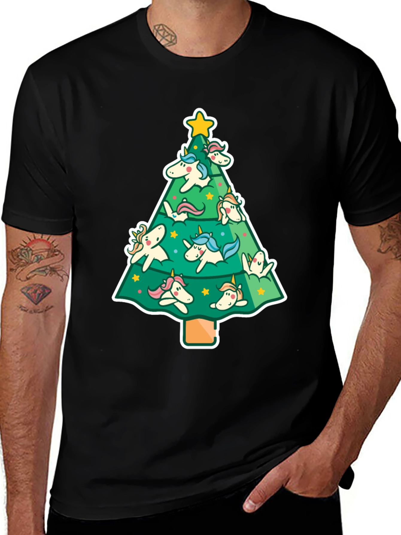 Unicorn Christmas Tree Graphic Tee