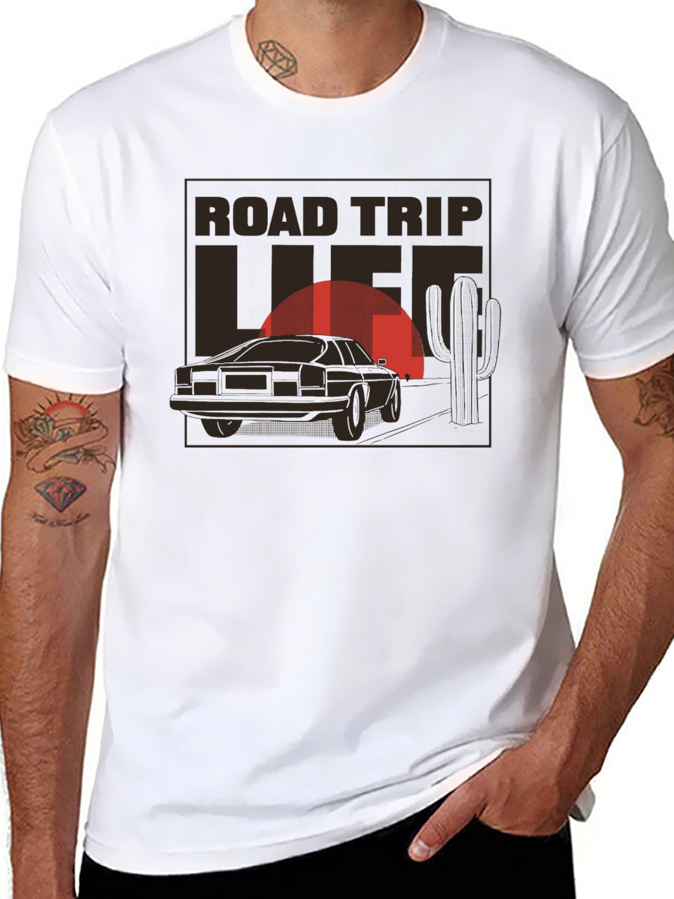 Road Trip Life Graphic T-Shirt - Black