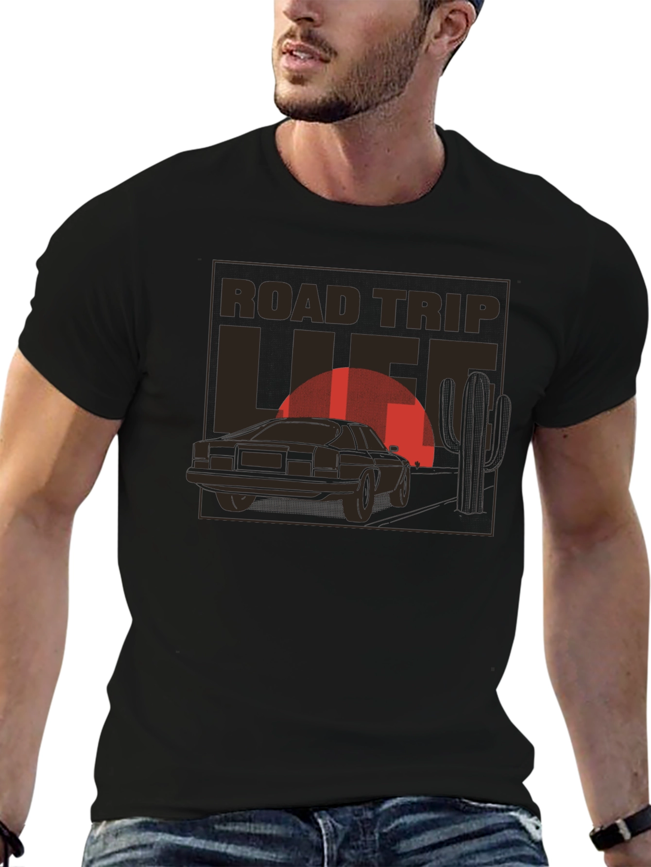 Road Trip Life Graphic T-Shirt - Black