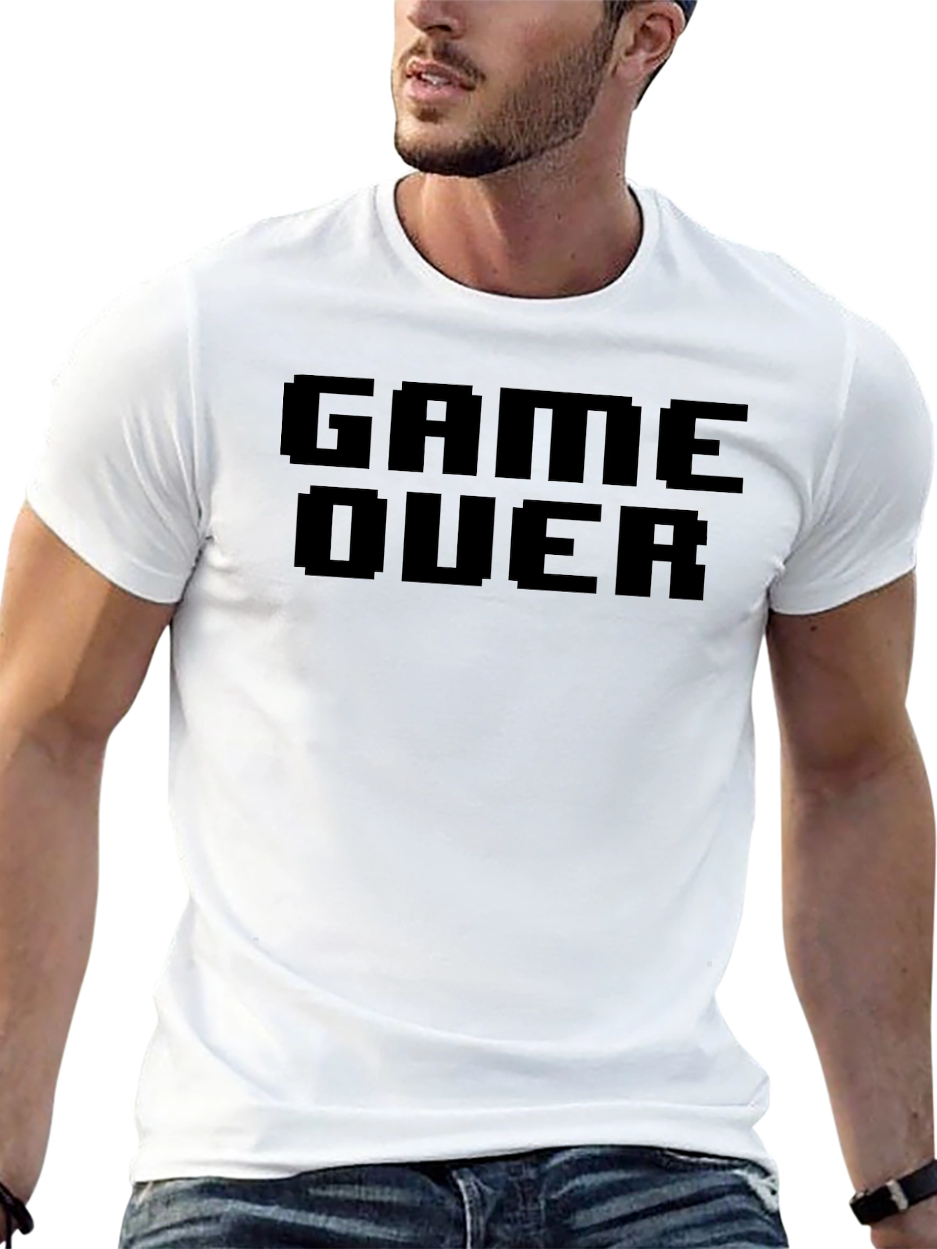 Game Over Black Pixel Graphic T-Shirt