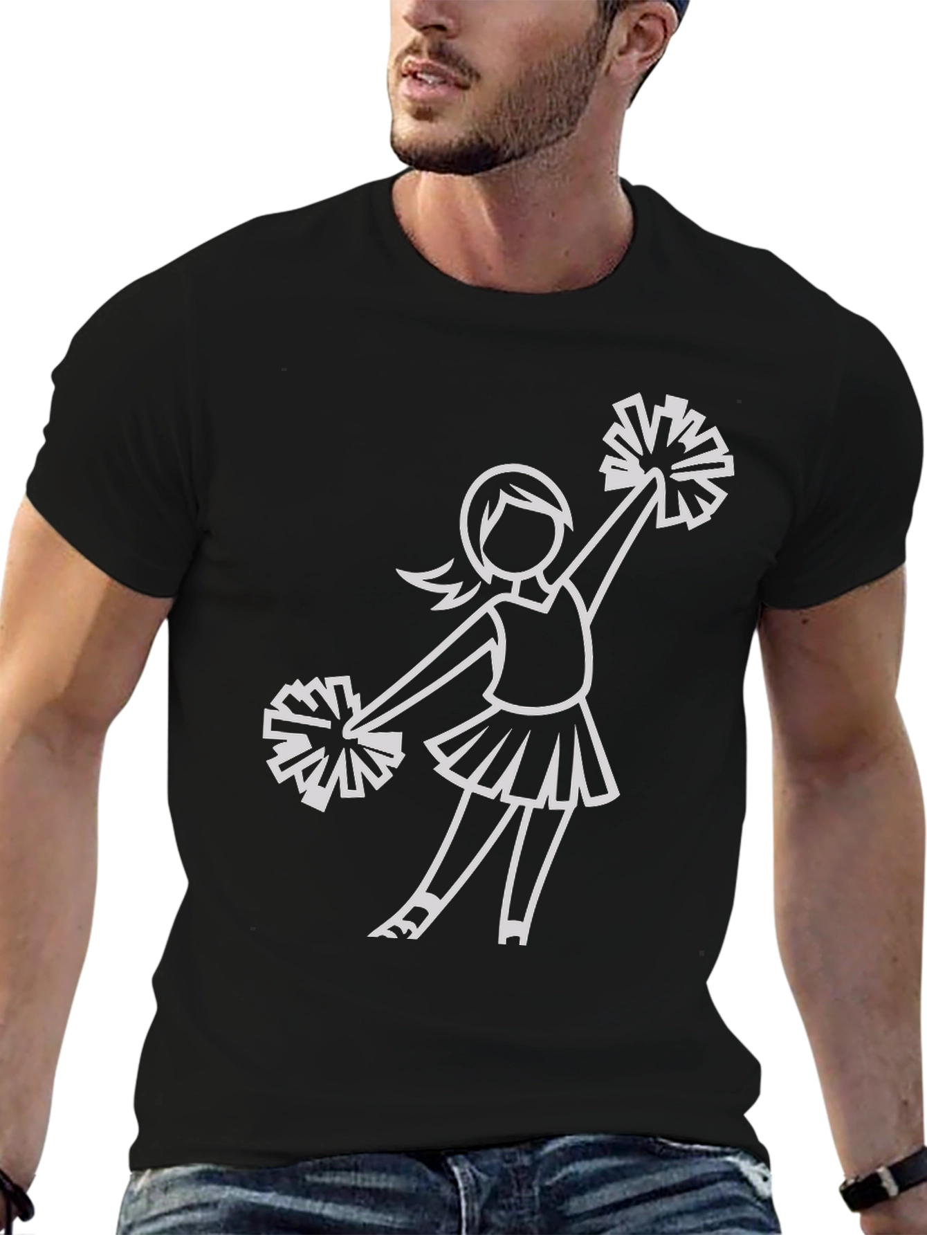 Cheerleader Graphic Black T-Shirt