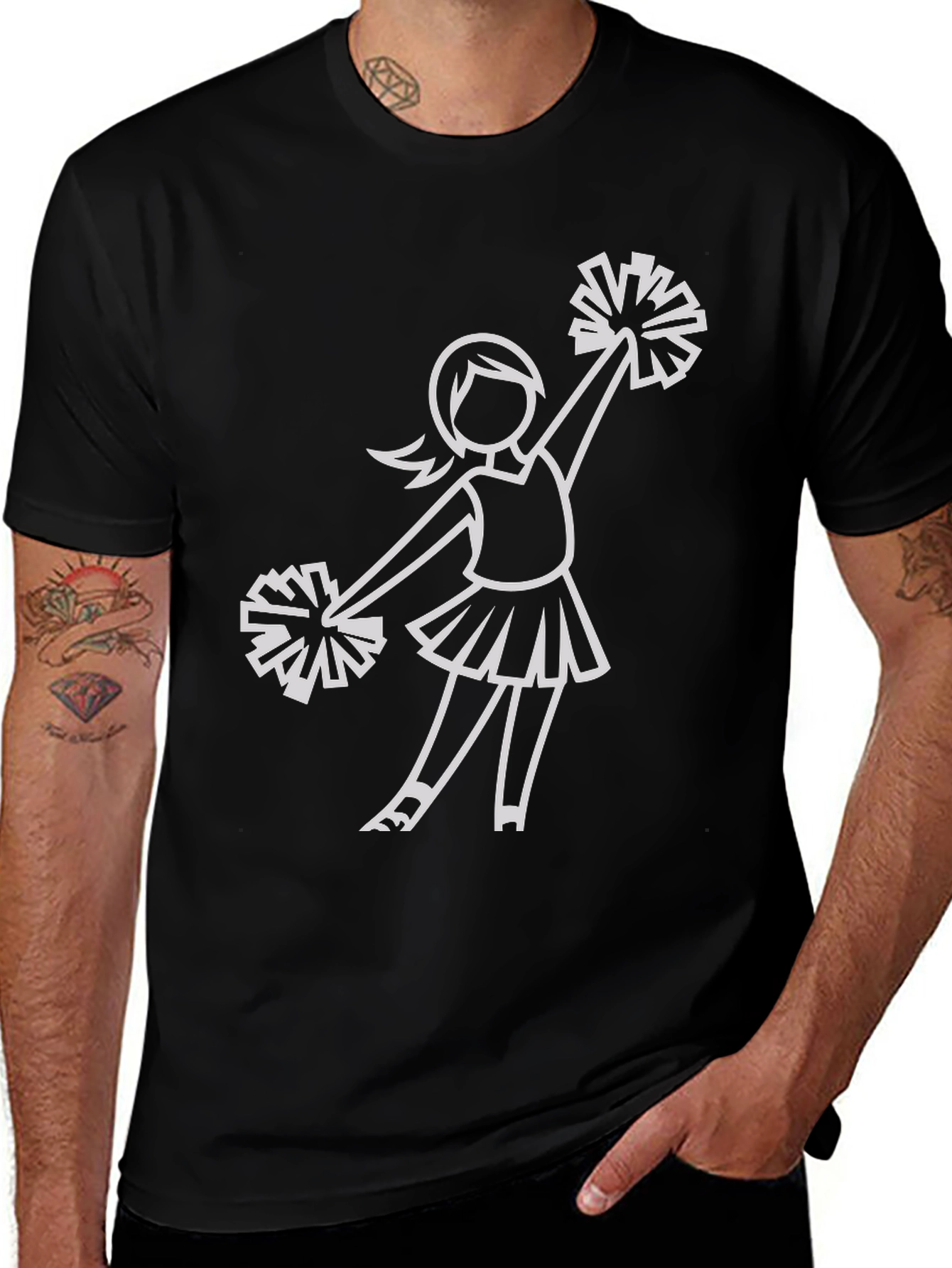 Cheerleader Graphic Black T-Shirt