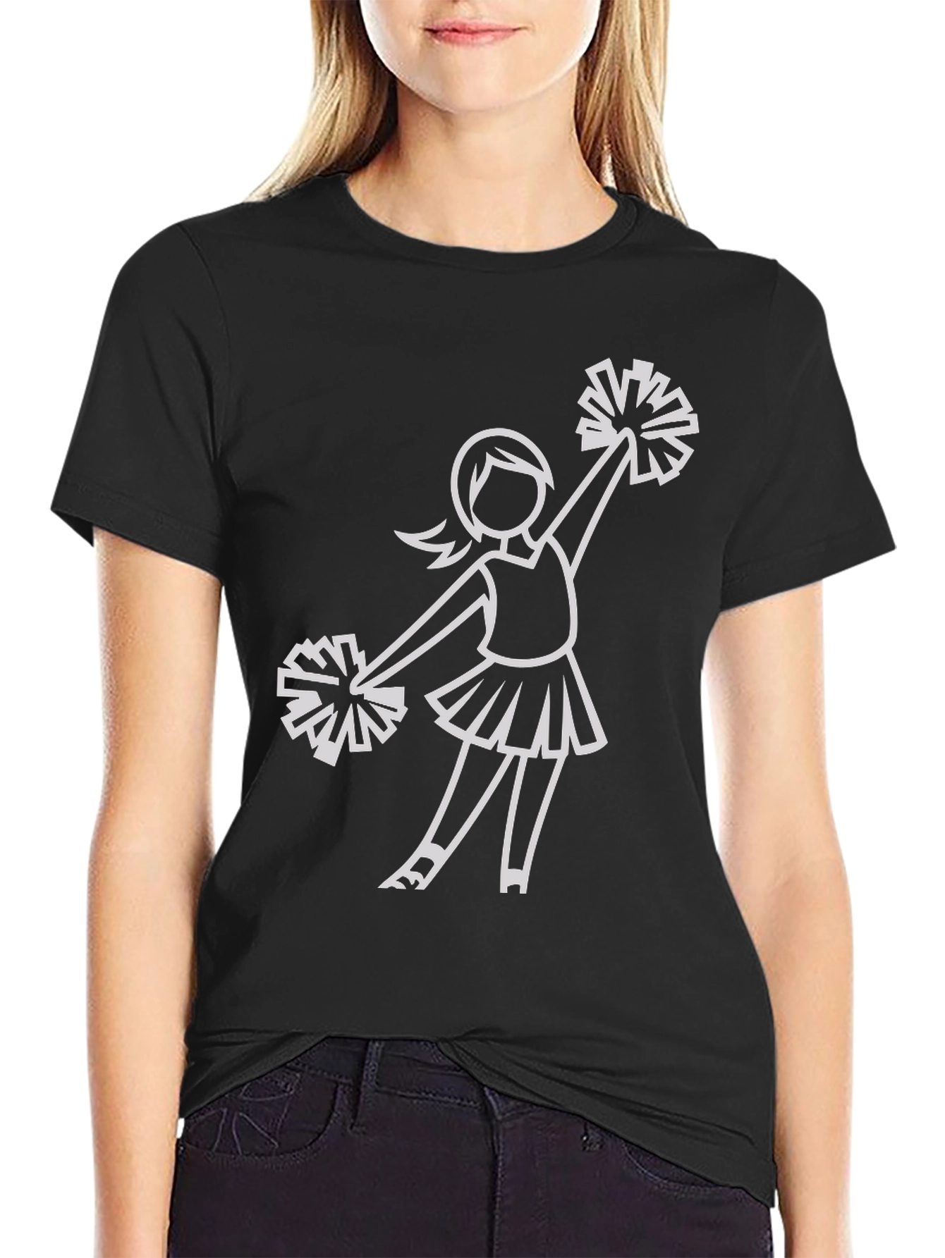 Cheerleader Graphic Black T-Shirt