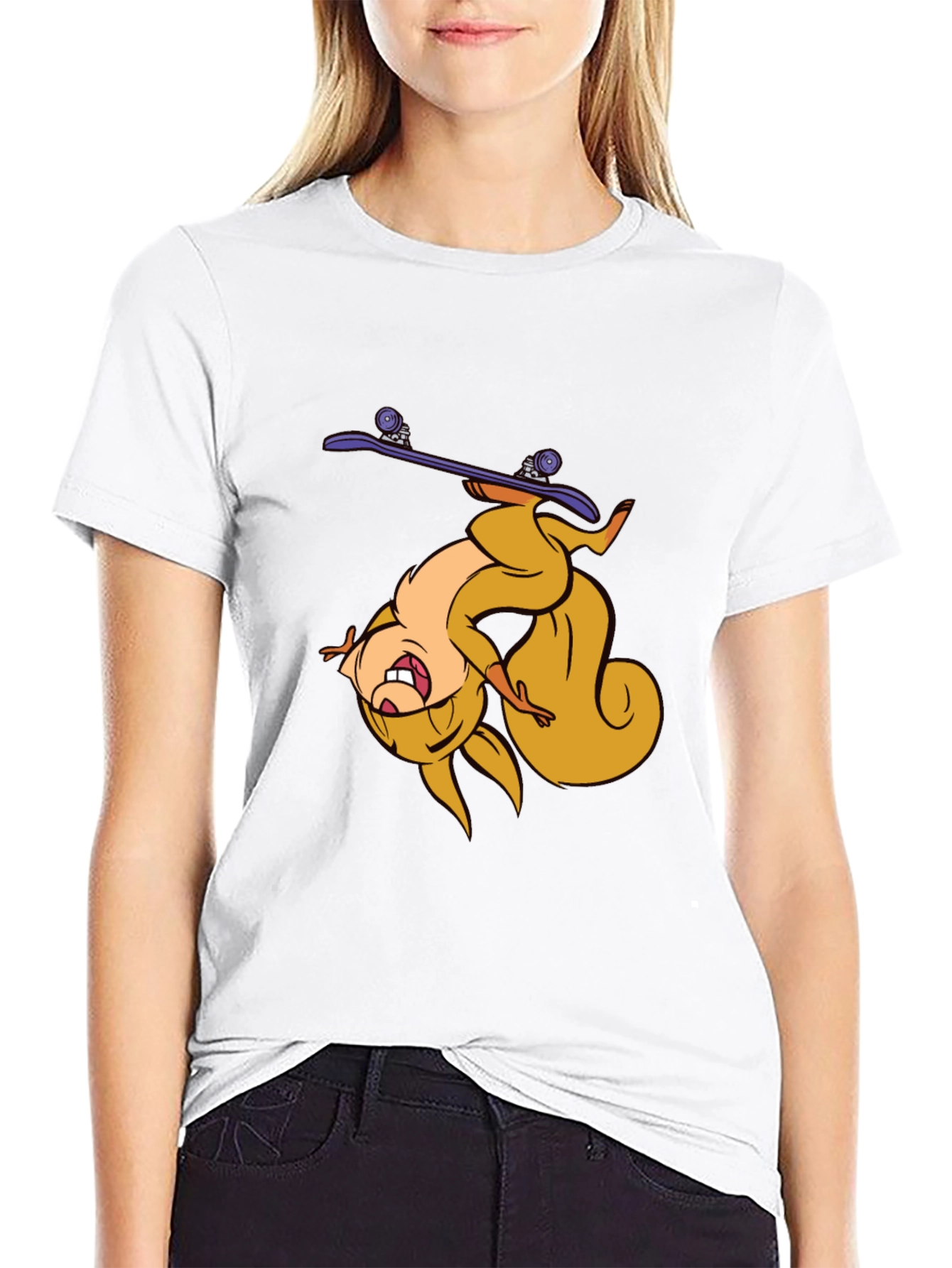 Skateboarding Squirrel T-Shirt - Black Graphic Tee