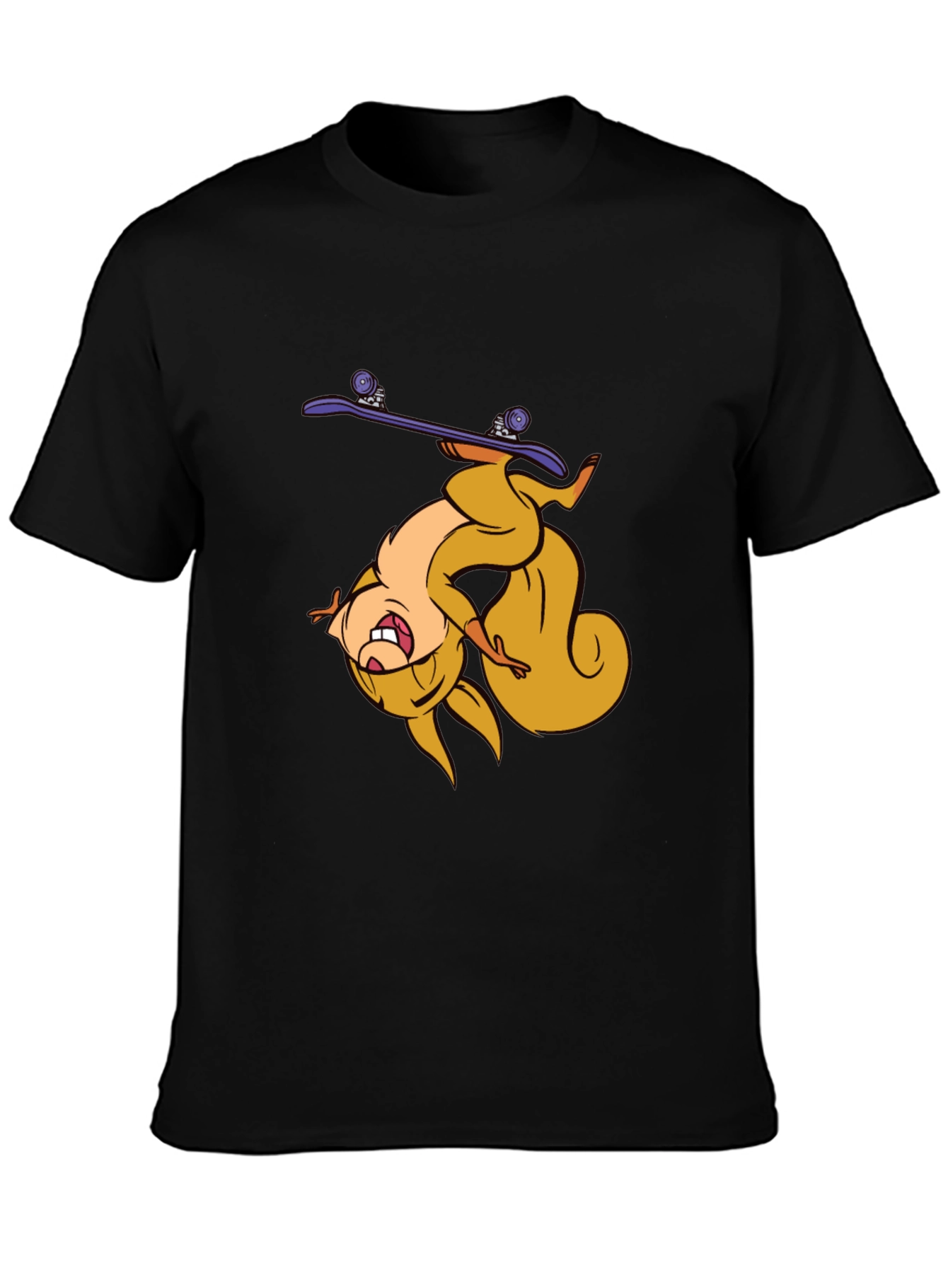 Skateboarding Squirrel T-Shirt - Black Graphic Tee