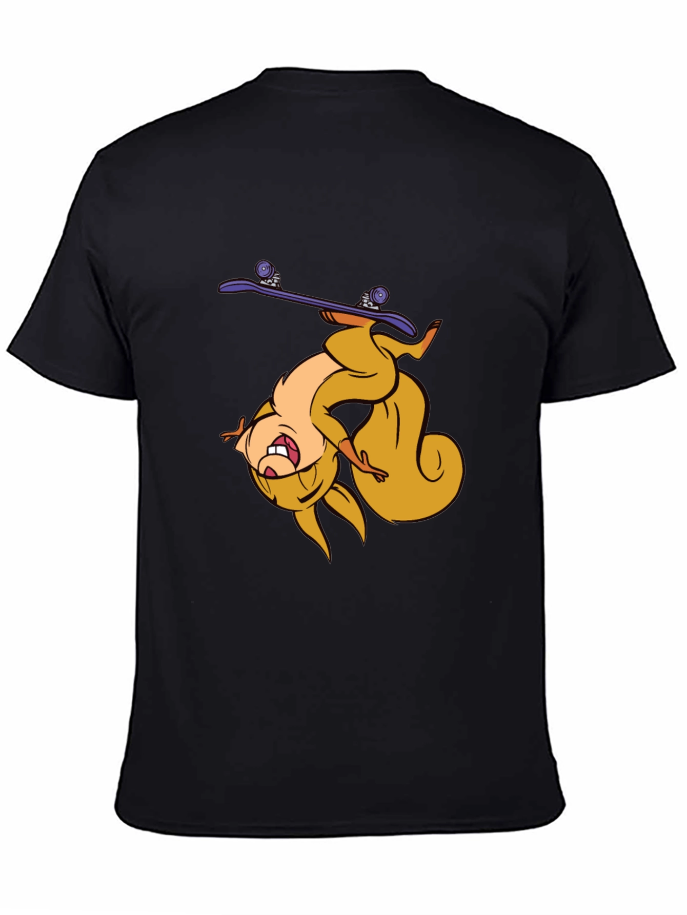 Skateboarding Squirrel T-Shirt - Black Graphic Tee