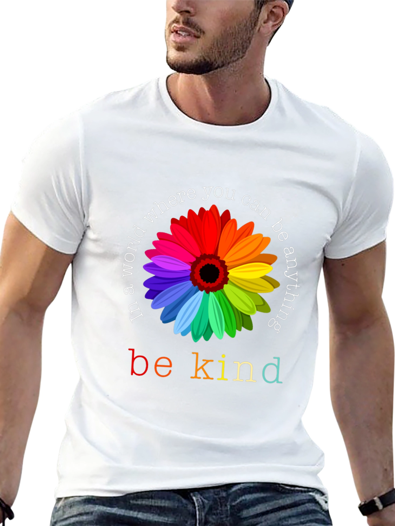 Be Kind Rainbow Flower Graphic Tee - Unisex
