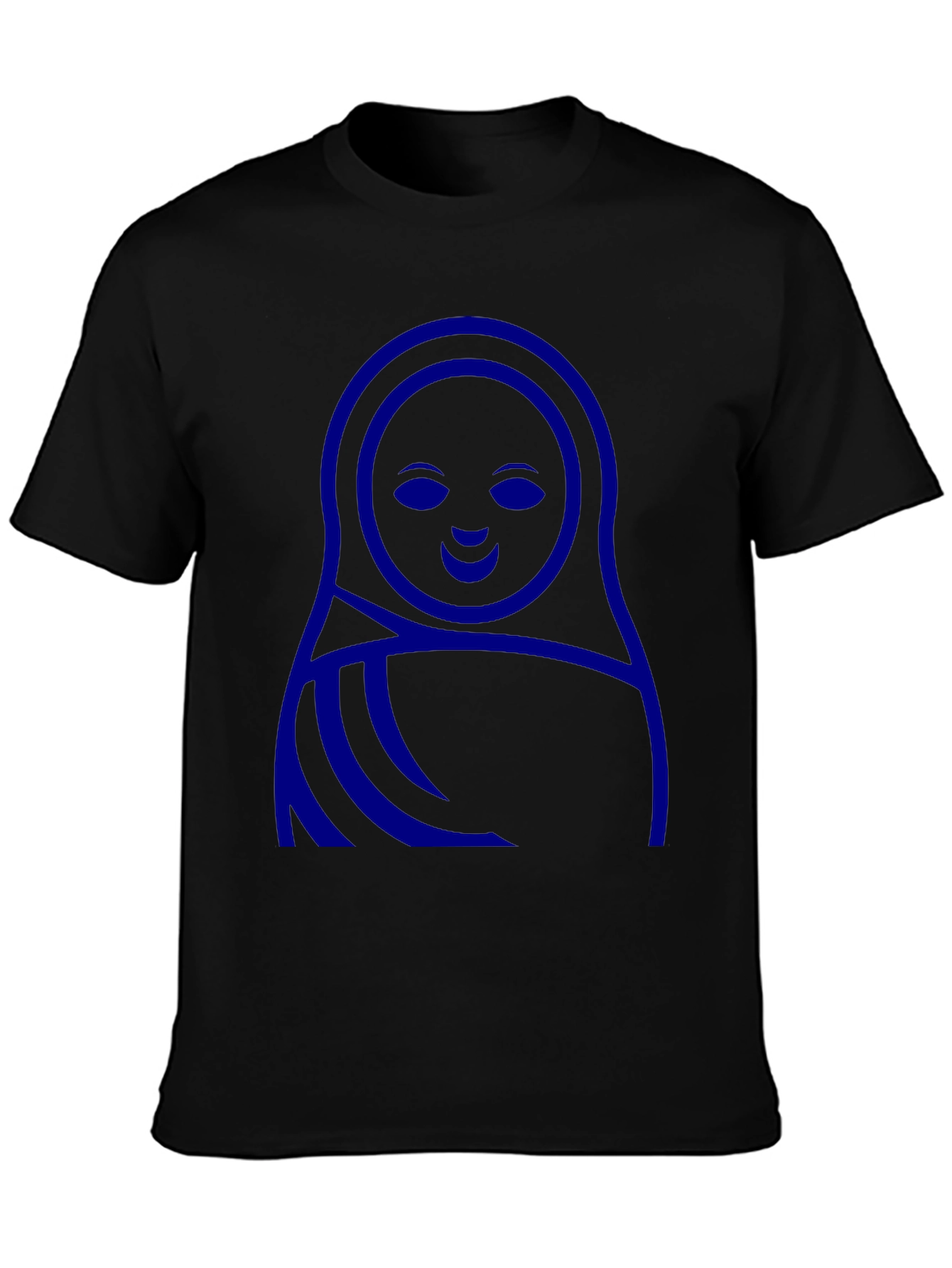 Blue Matryoshka Doll Graphic Black T-Shirt