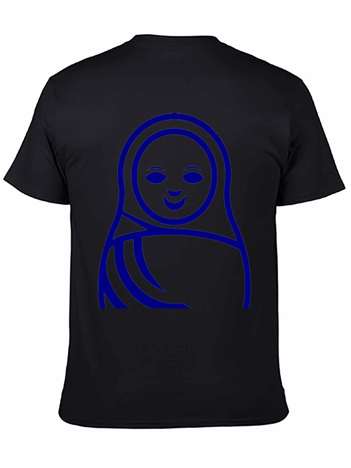 Blue Matryoshka Doll Graphic Black T-Shirt