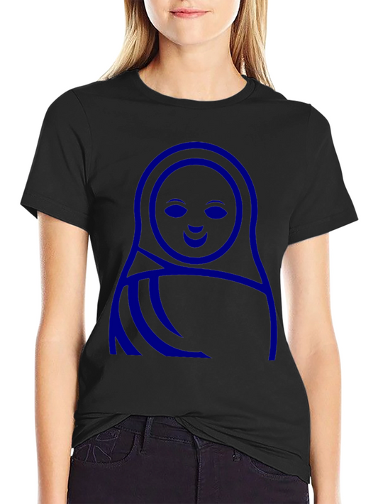 Blue Matryoshka Doll Graphic Black T-Shirt