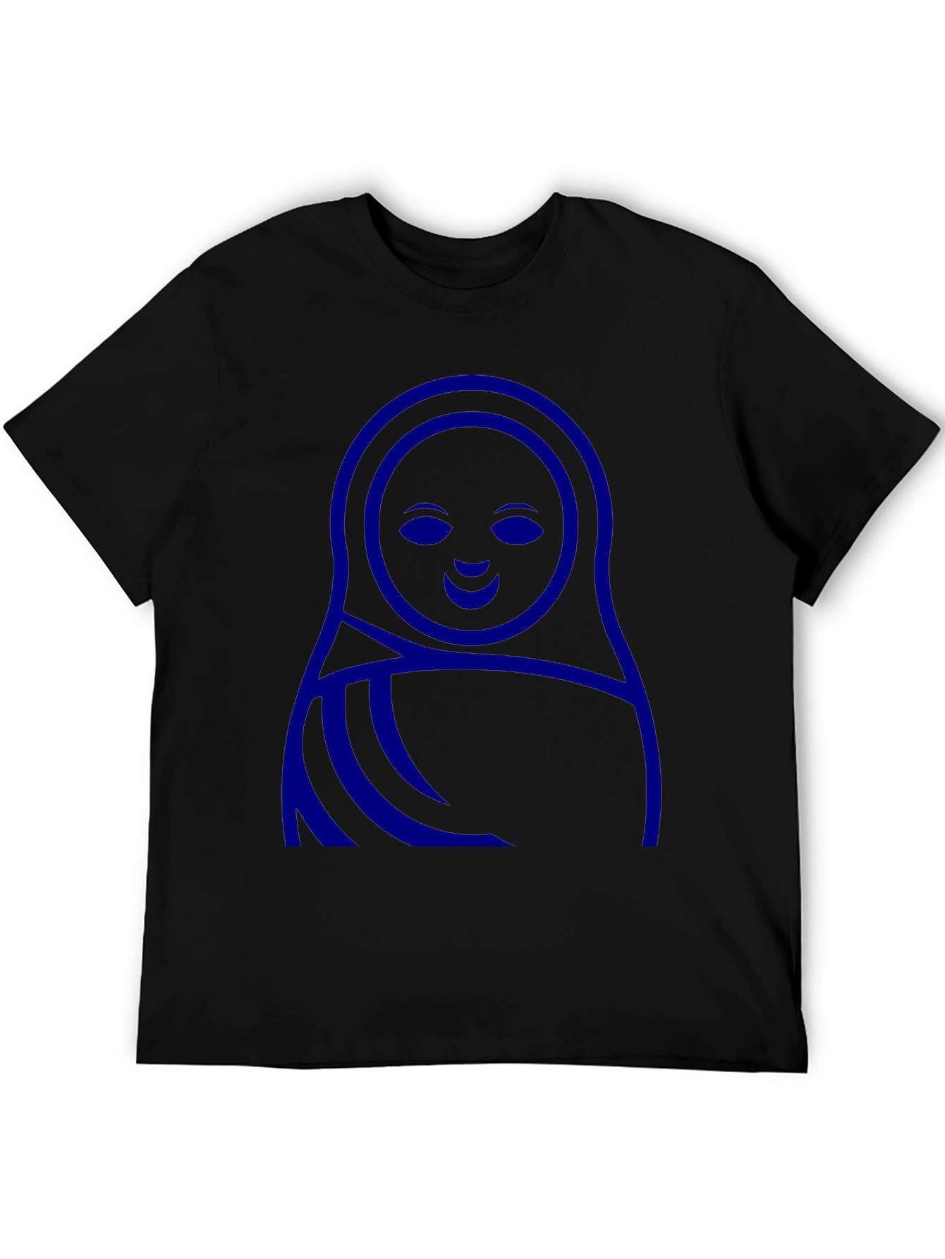 Blue Matryoshka Doll Graphic Black T-Shirt