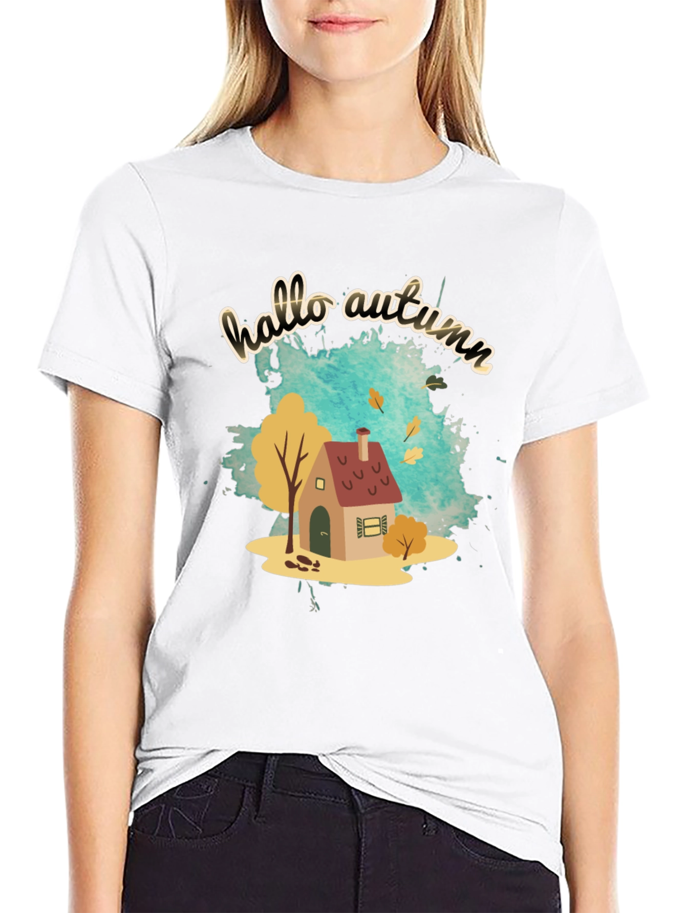 Hello Autumn Black Graphic Tee