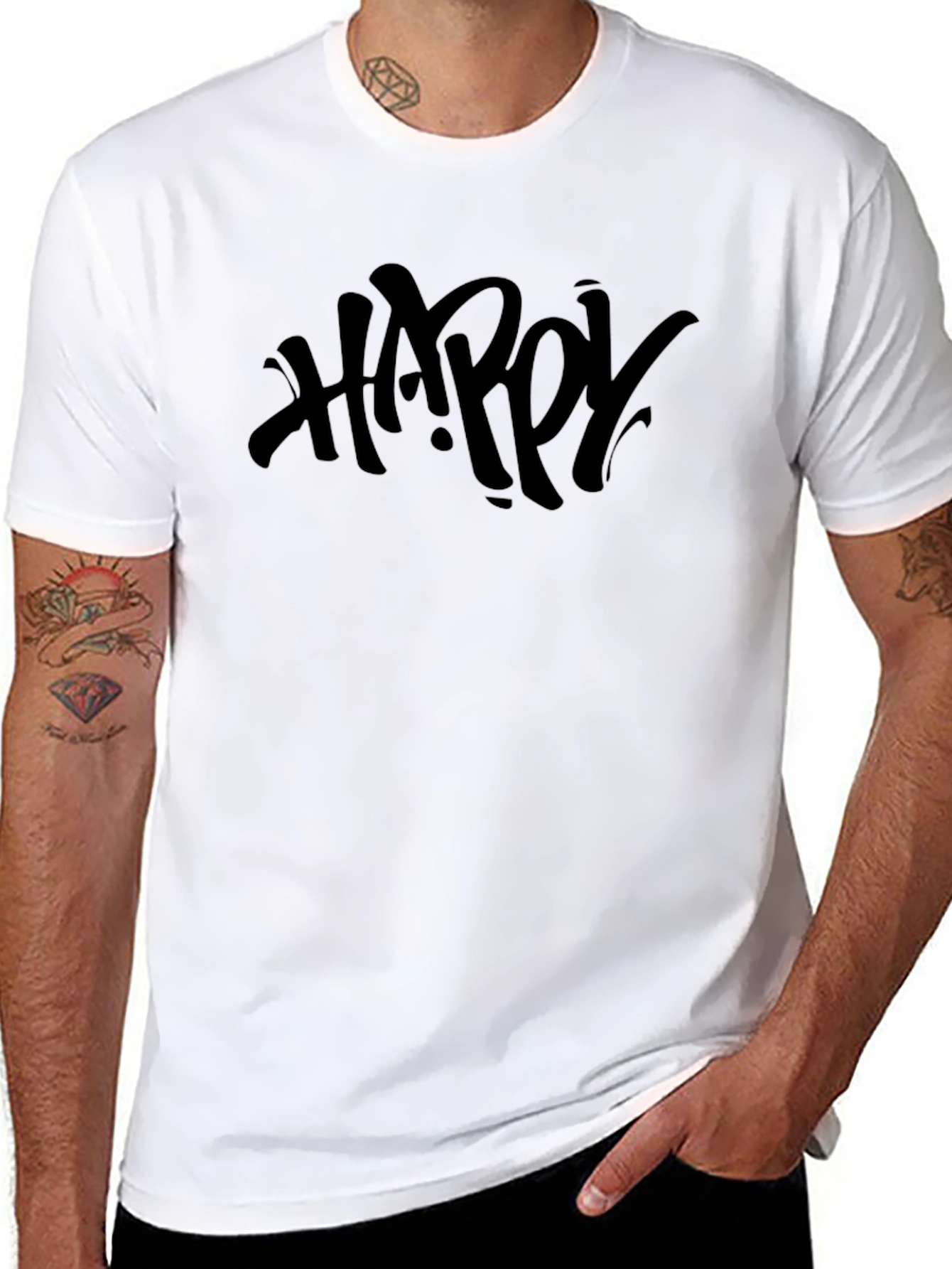 Happy Graphic Black T-Shirt