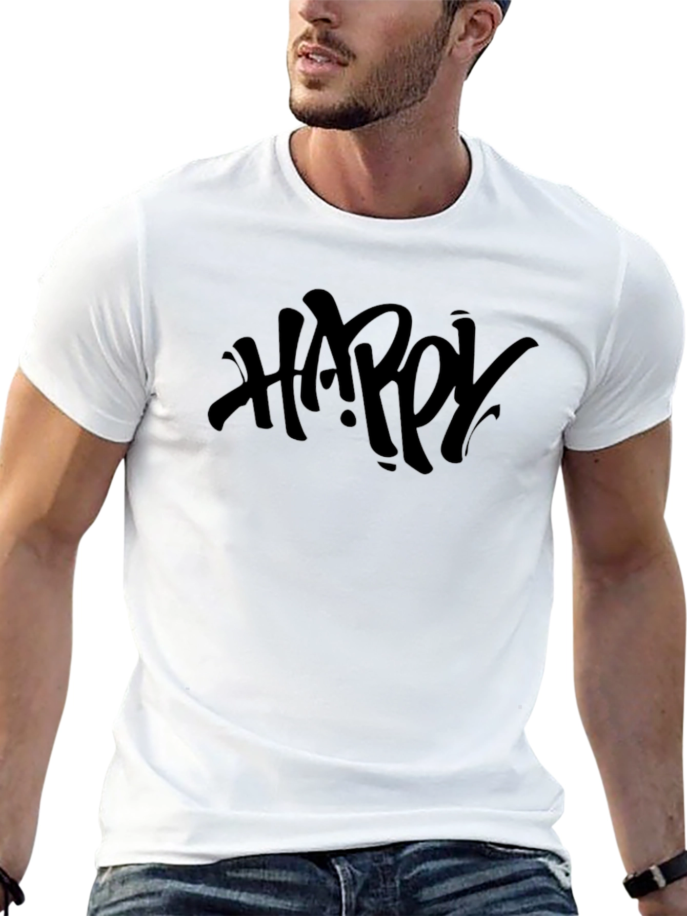 Happy Graphic Black T-Shirt