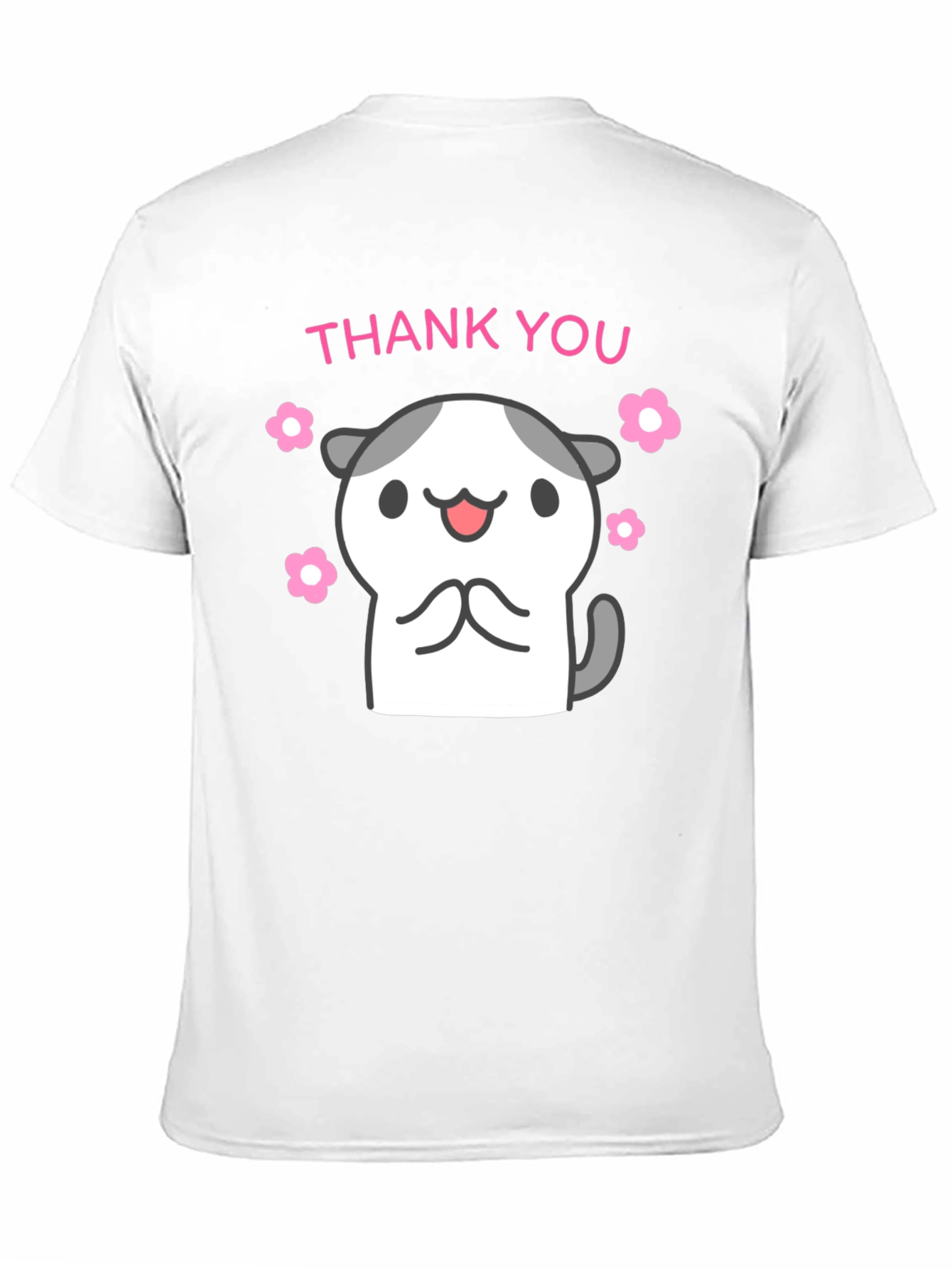 Cute Thank You Kitty Black T-Shirt