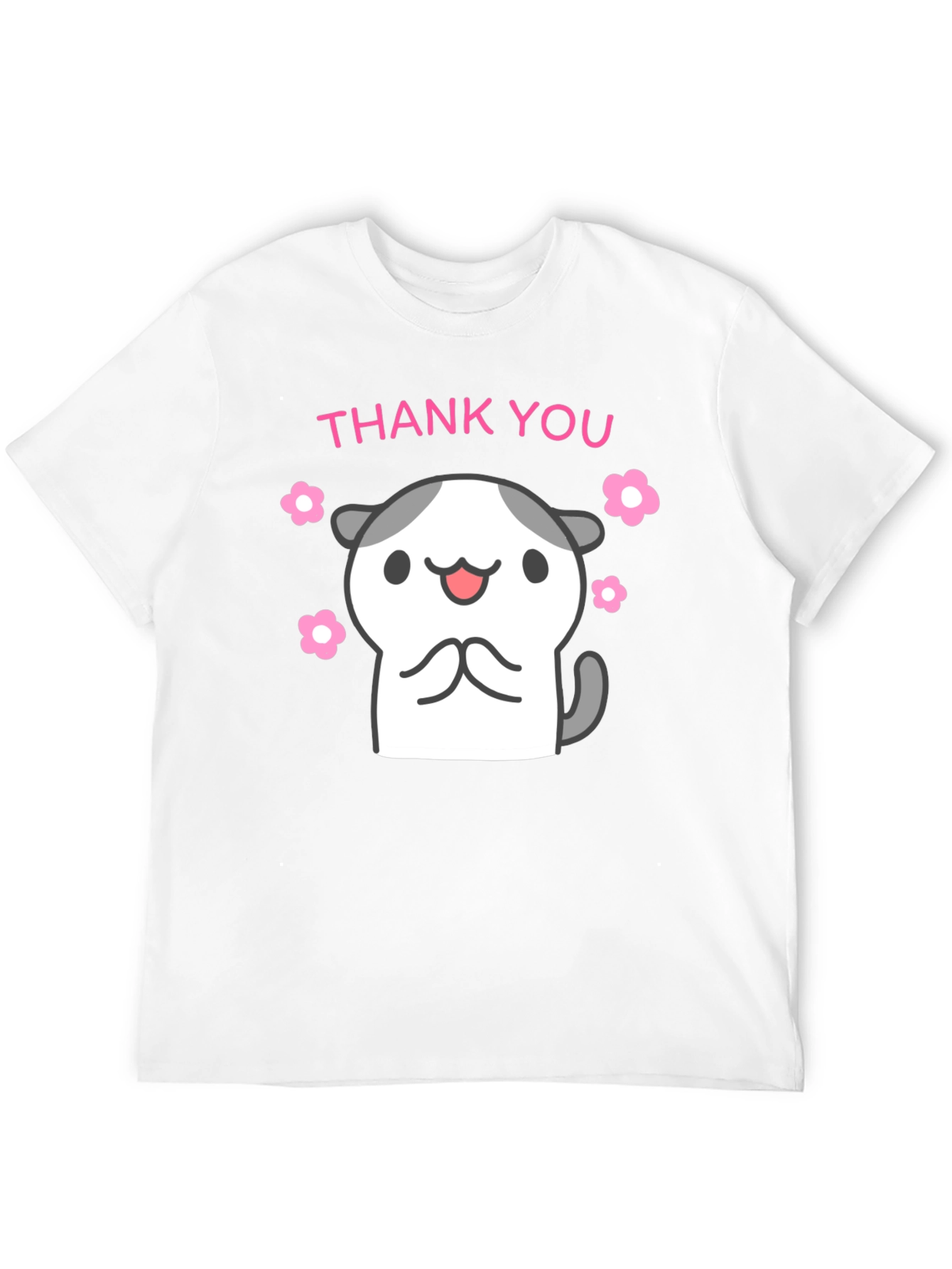 Cute Thank You Kitty Black T-Shirt