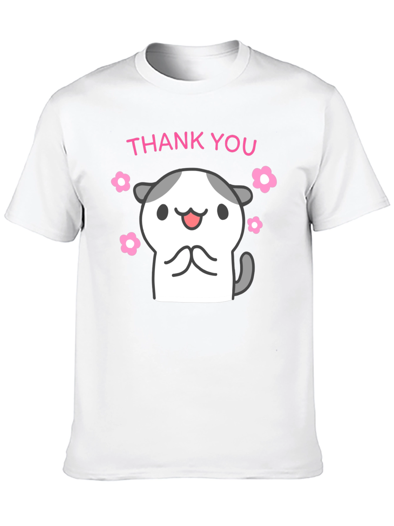 Cute Thank You Kitty Black T-Shirt