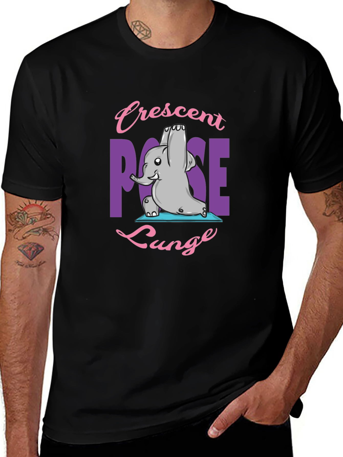 Yoga Elephant T-Shirt - Crescent Pose Lunge