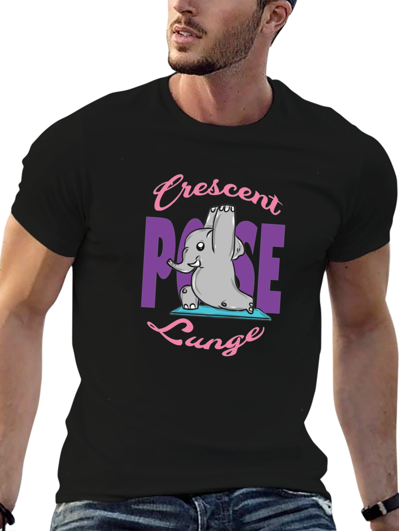 Yoga Elephant T-Shirt - Crescent Pose Lunge