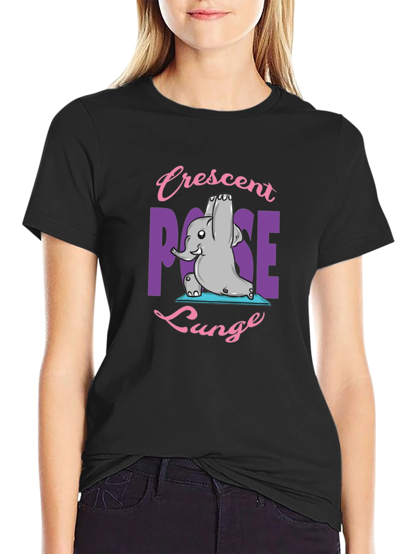 Yoga Elephant T-Shirt - Crescent Pose Lunge