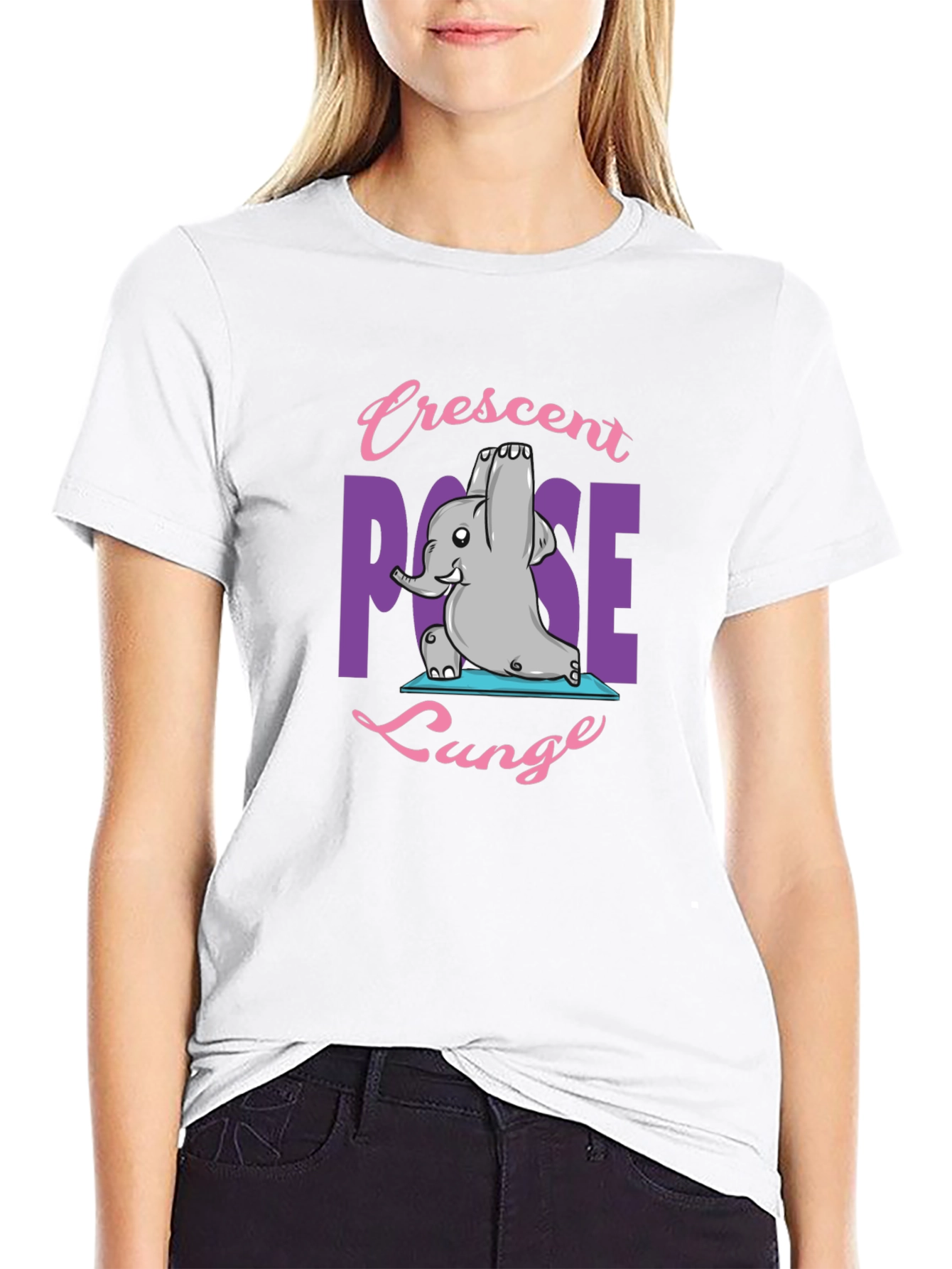 Yoga Elephant T-Shirt - Crescent Pose Lunge