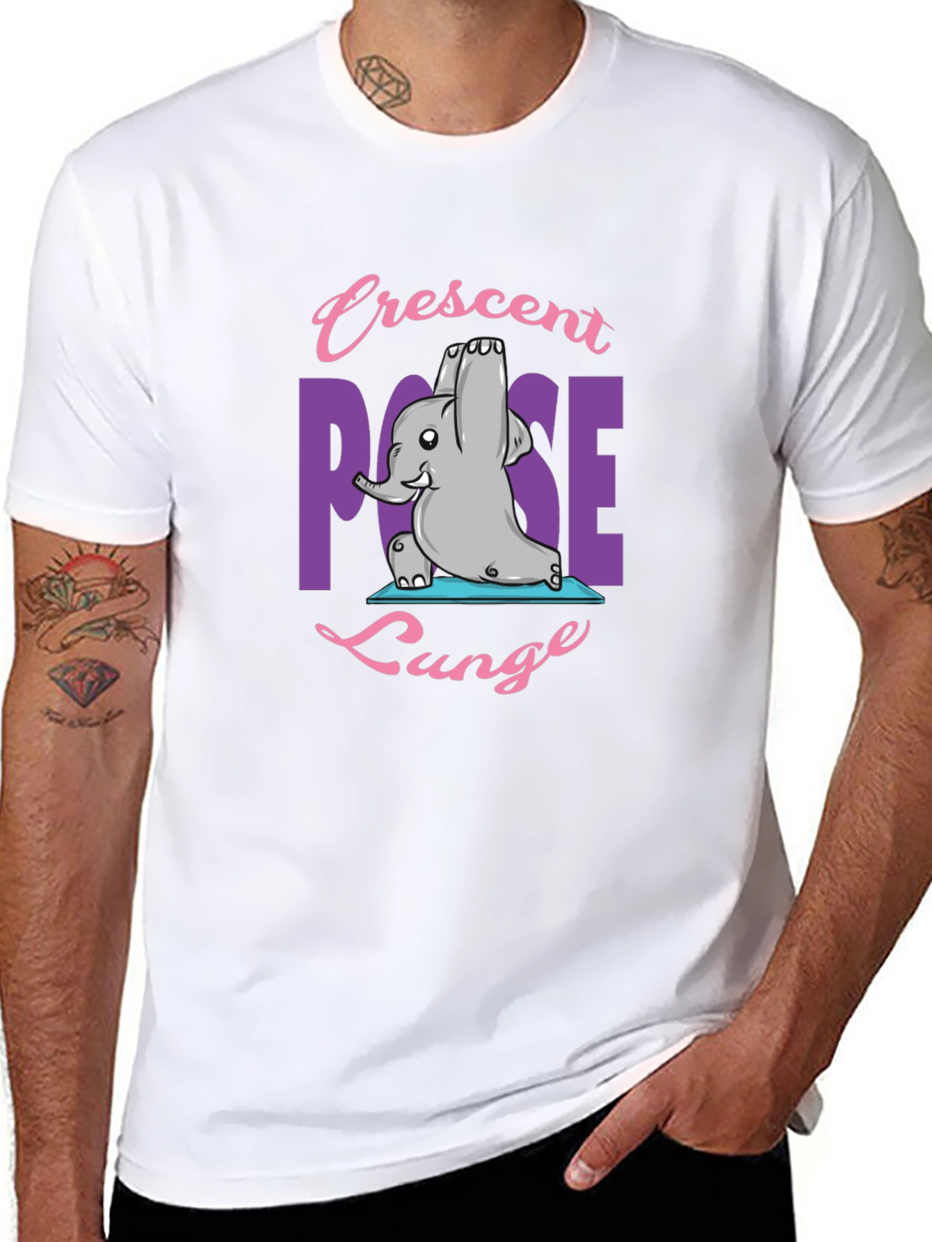 Yoga Elephant T-Shirt - Crescent Pose Lunge