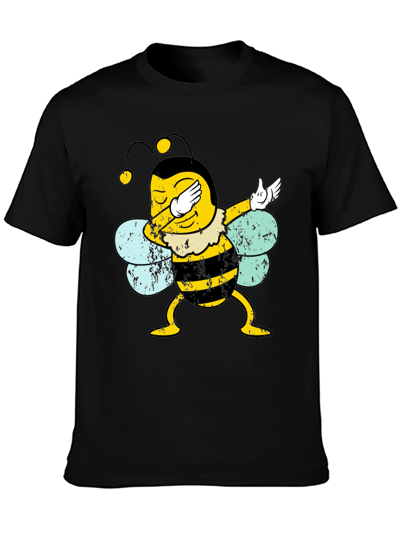 Dabbing Bee Graphic T-Shirt - Black Cotton Tee