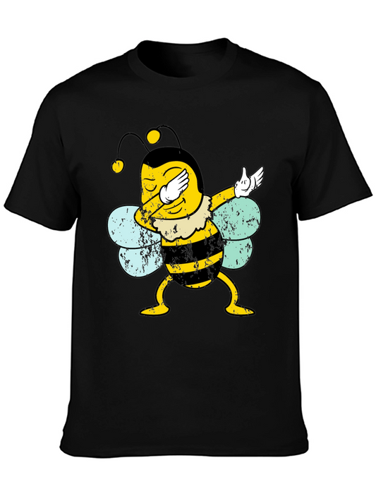 Dabbing Bee Graphic T-Shirt - Black Cotton Tee