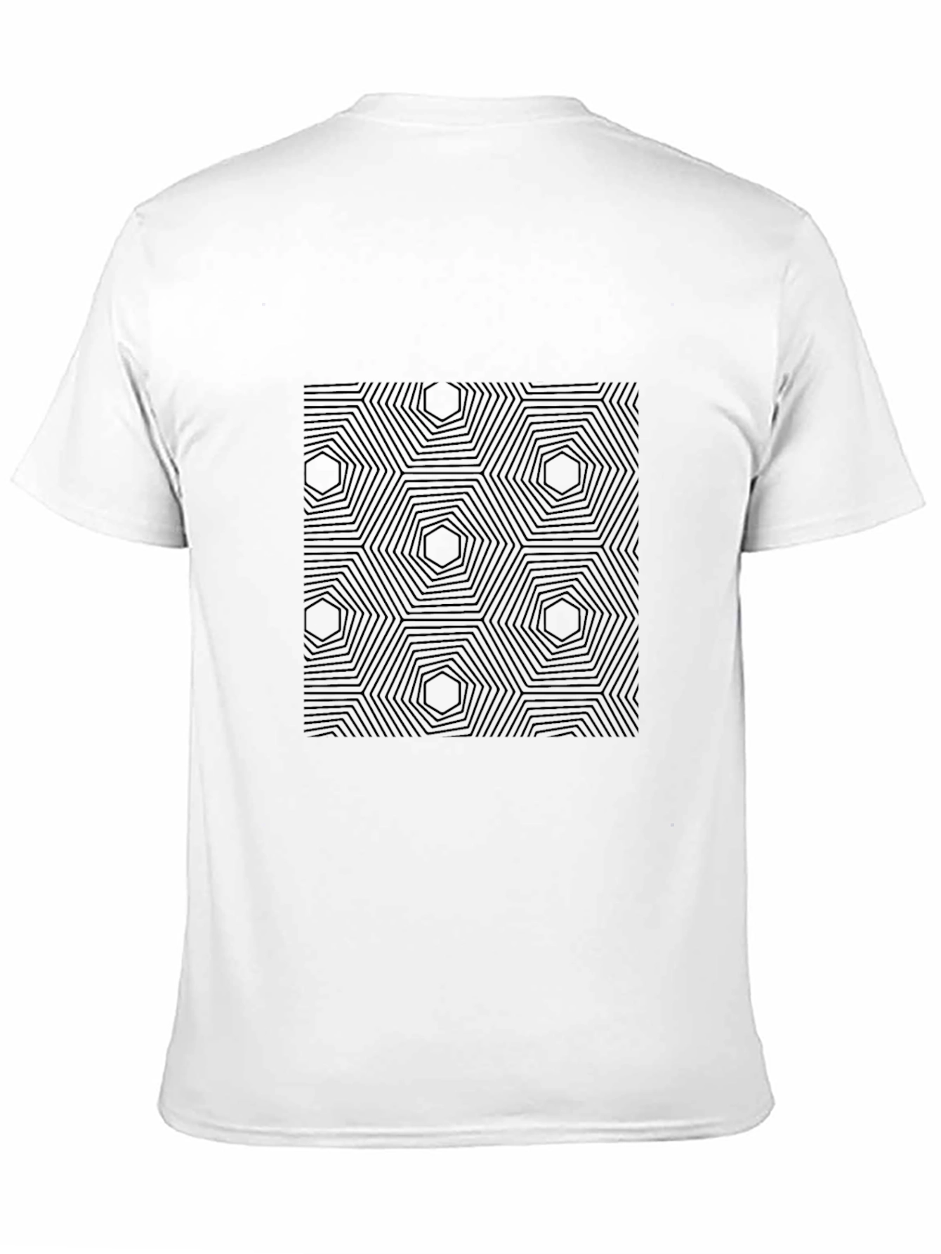 Geometric Hexagon Pattern Black T-Shirt