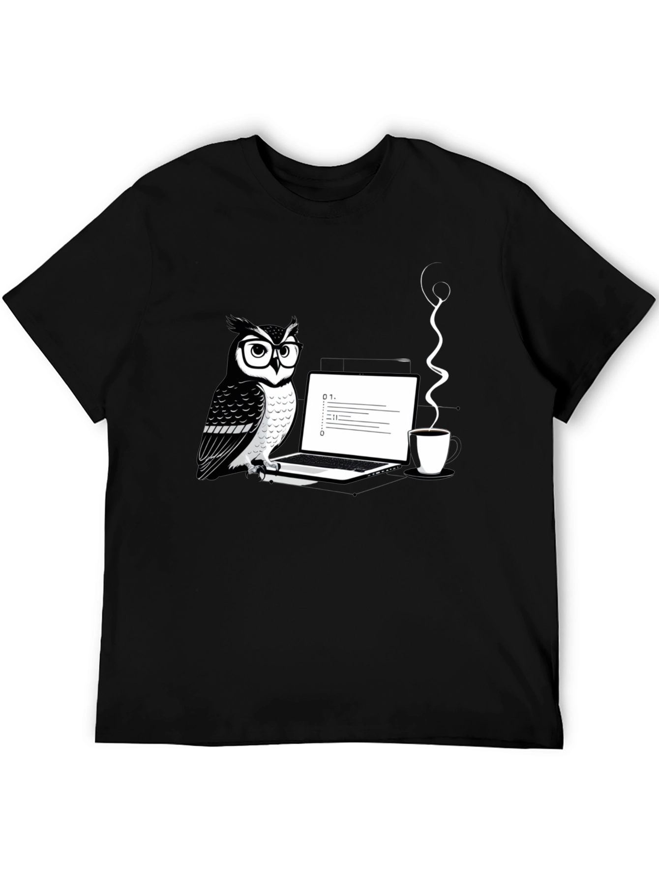 Owl Coder Black T-Shirt - Cool Graphic Tee