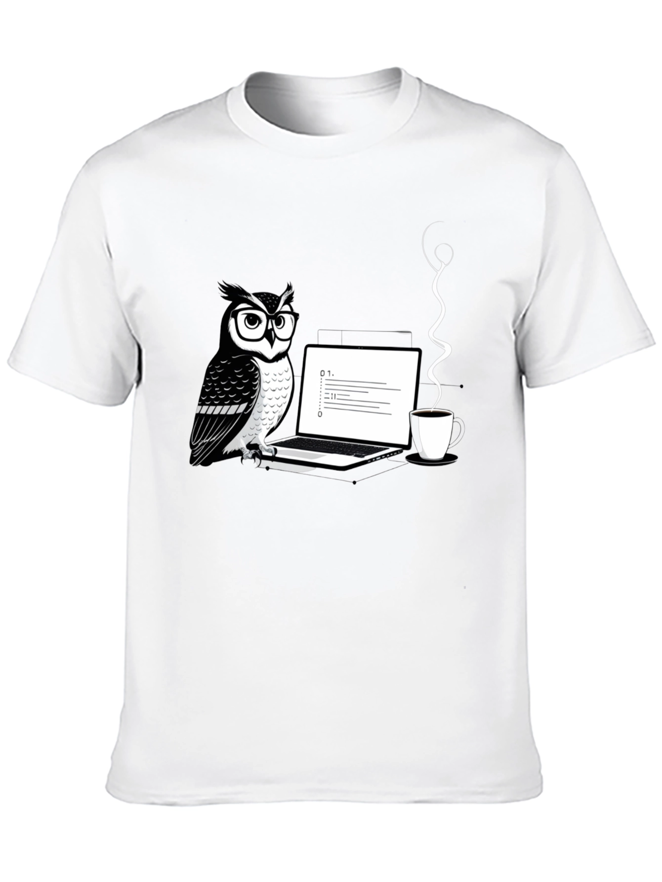 Owl Coder Black T-Shirt - Cool Graphic Tee