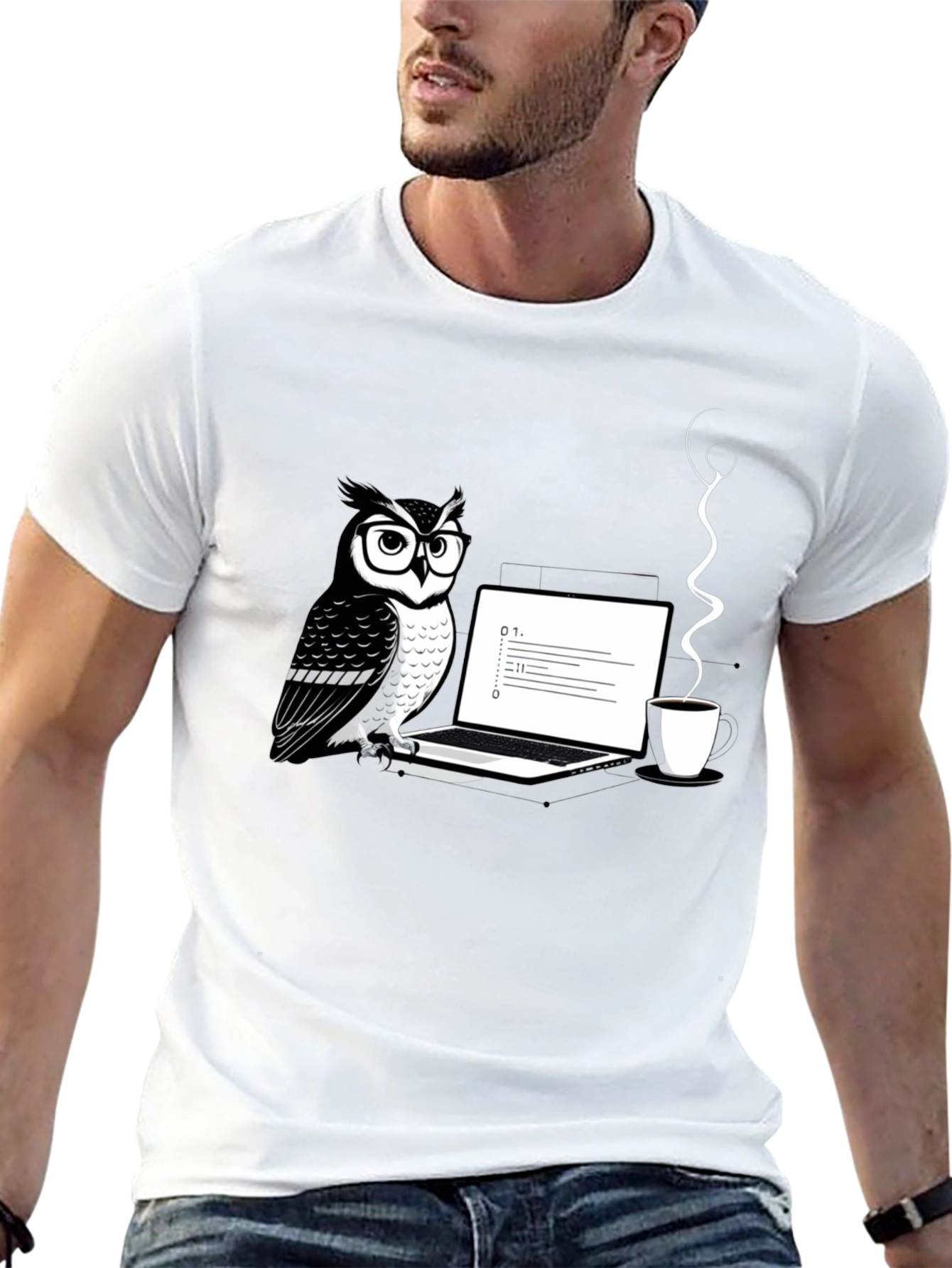 Owl Coder Black T-Shirt - Cool Graphic Tee