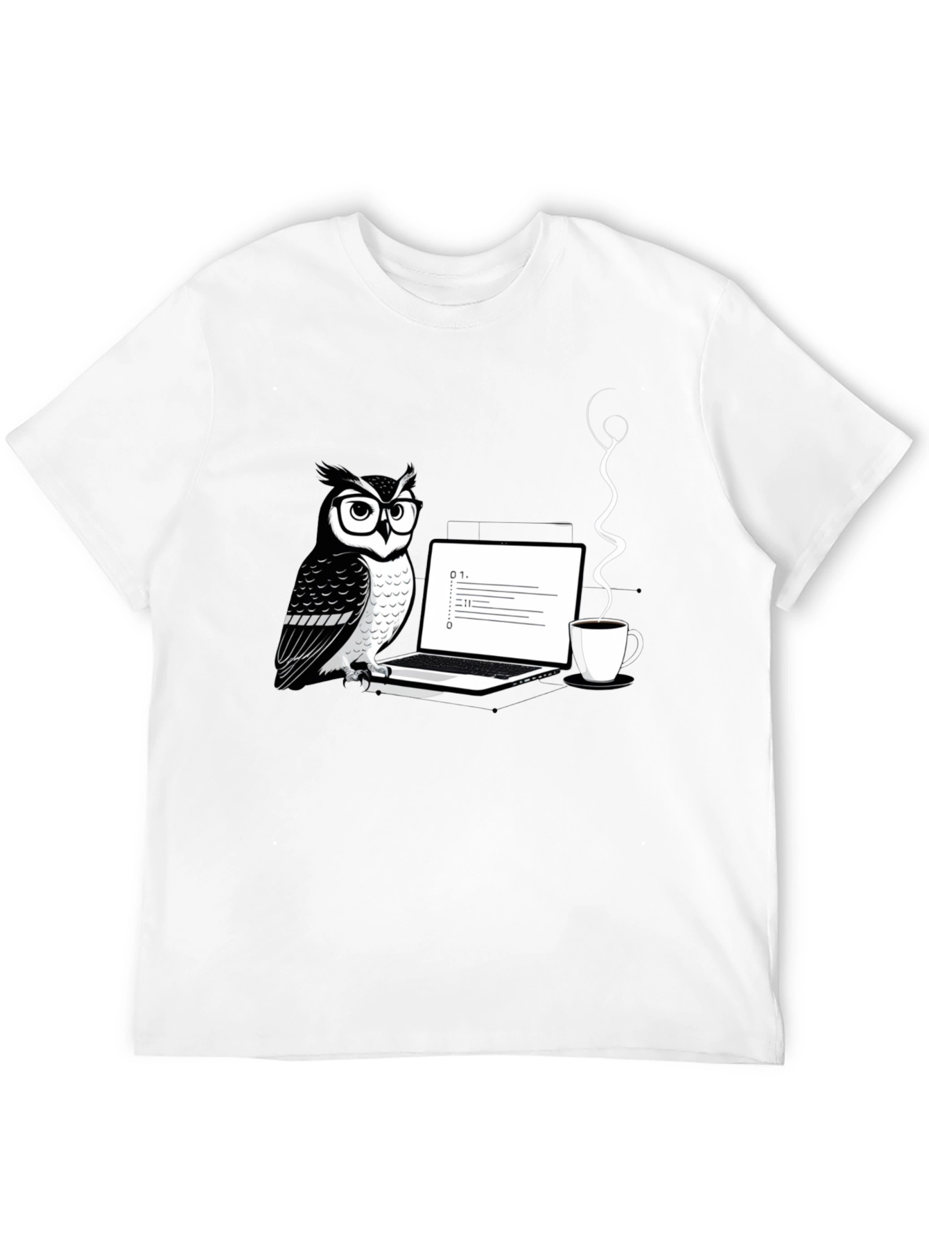 Owl Coder Black T-Shirt - Cool Graphic Tee